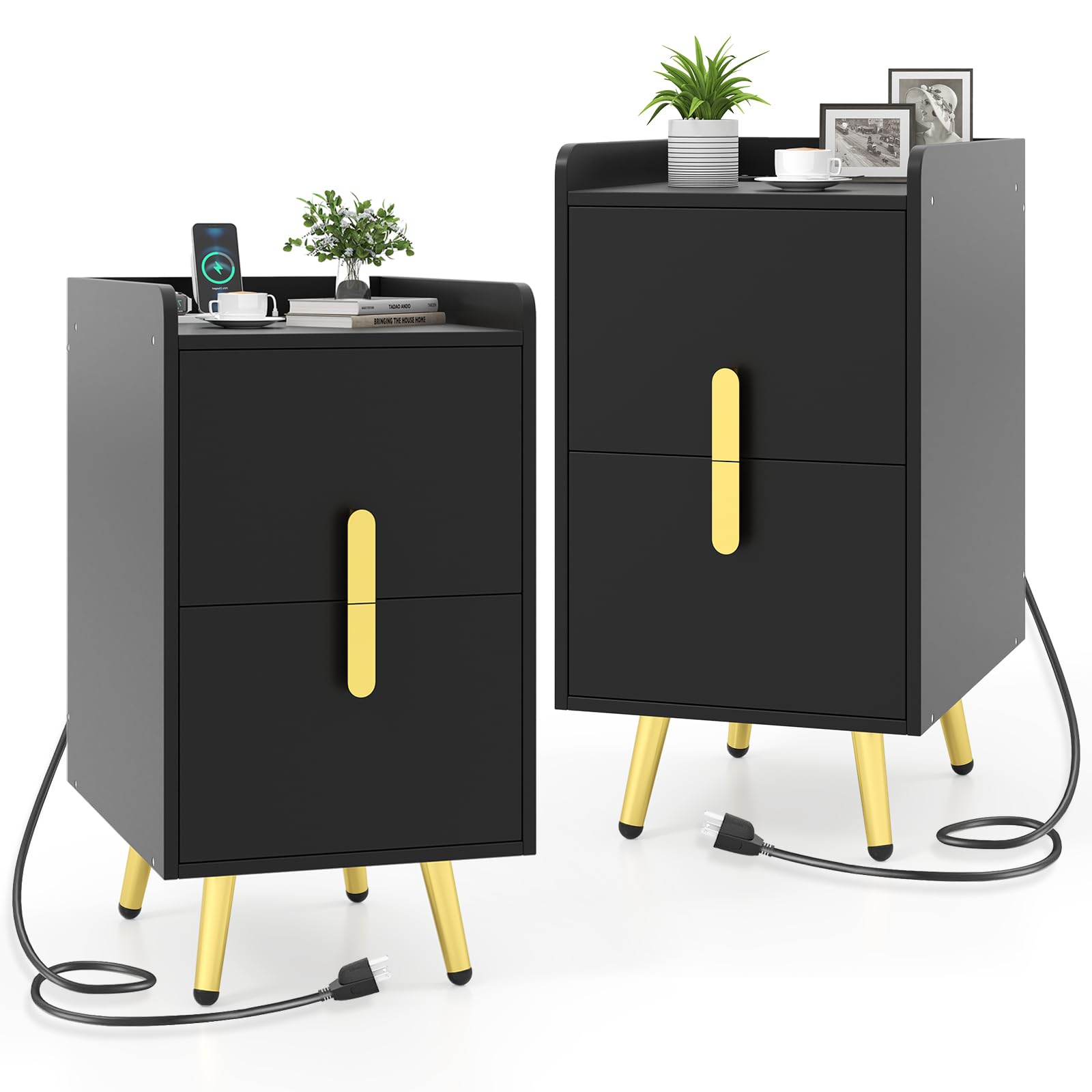 KOMFOTT Nightstand with Charging Station