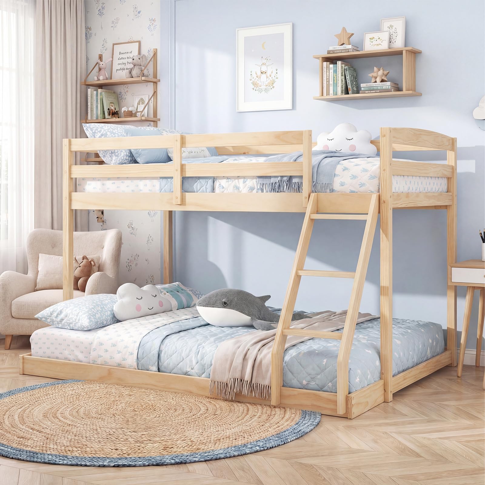 KOMFOTT Low Bunk Bed Twin Over Full