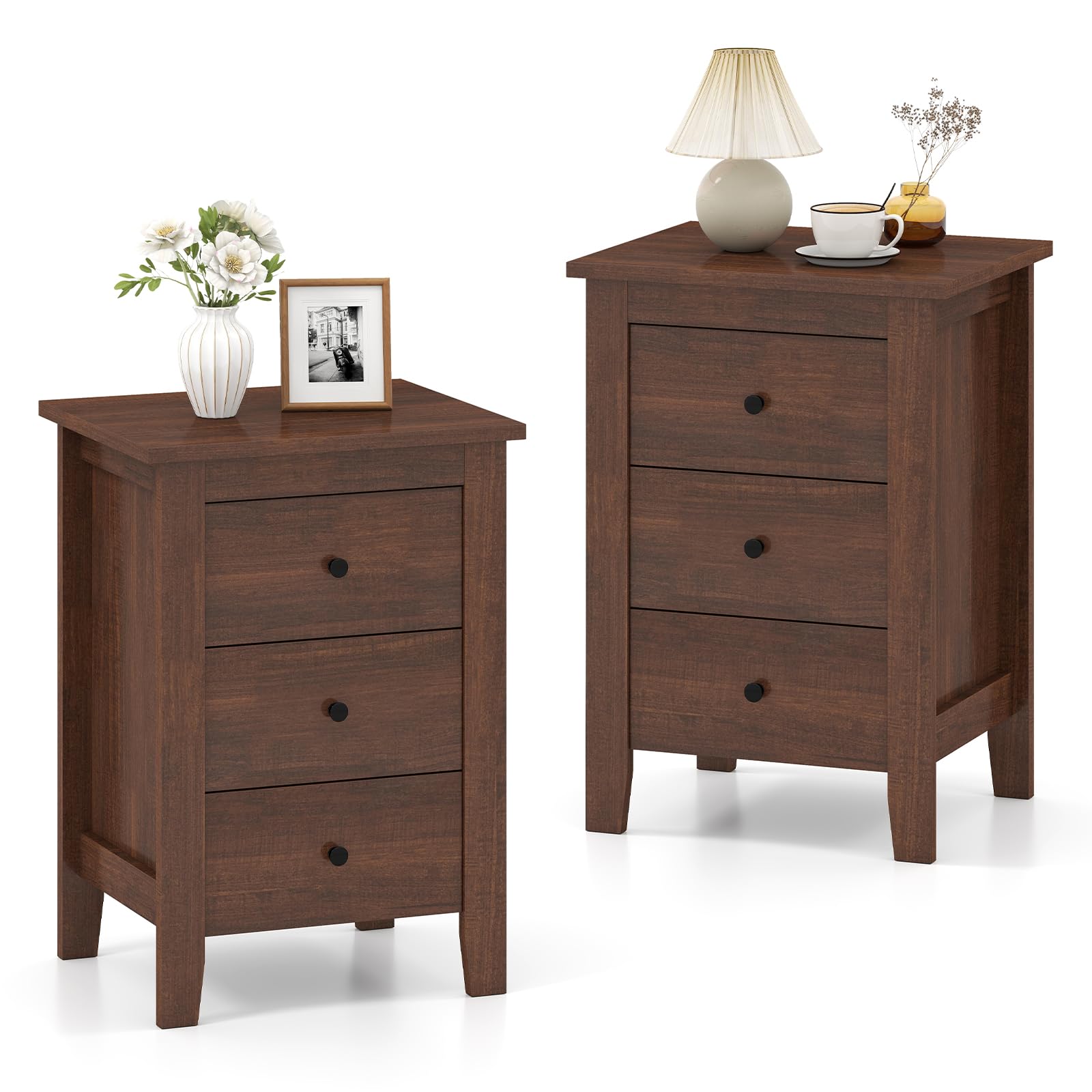 KOMFOTT 3 Drawers Nightstand Set of 1/2（18" x 14.5" x 26"）