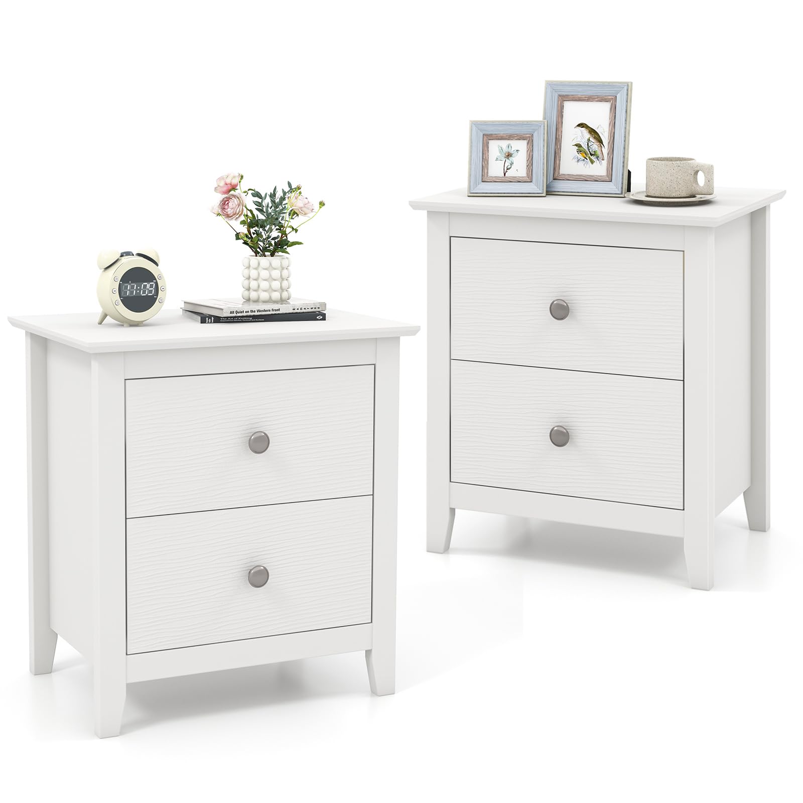 KOMFOTT 2 Drawers Nightstand Set of 1/2（20" x 14.5" x 22"）