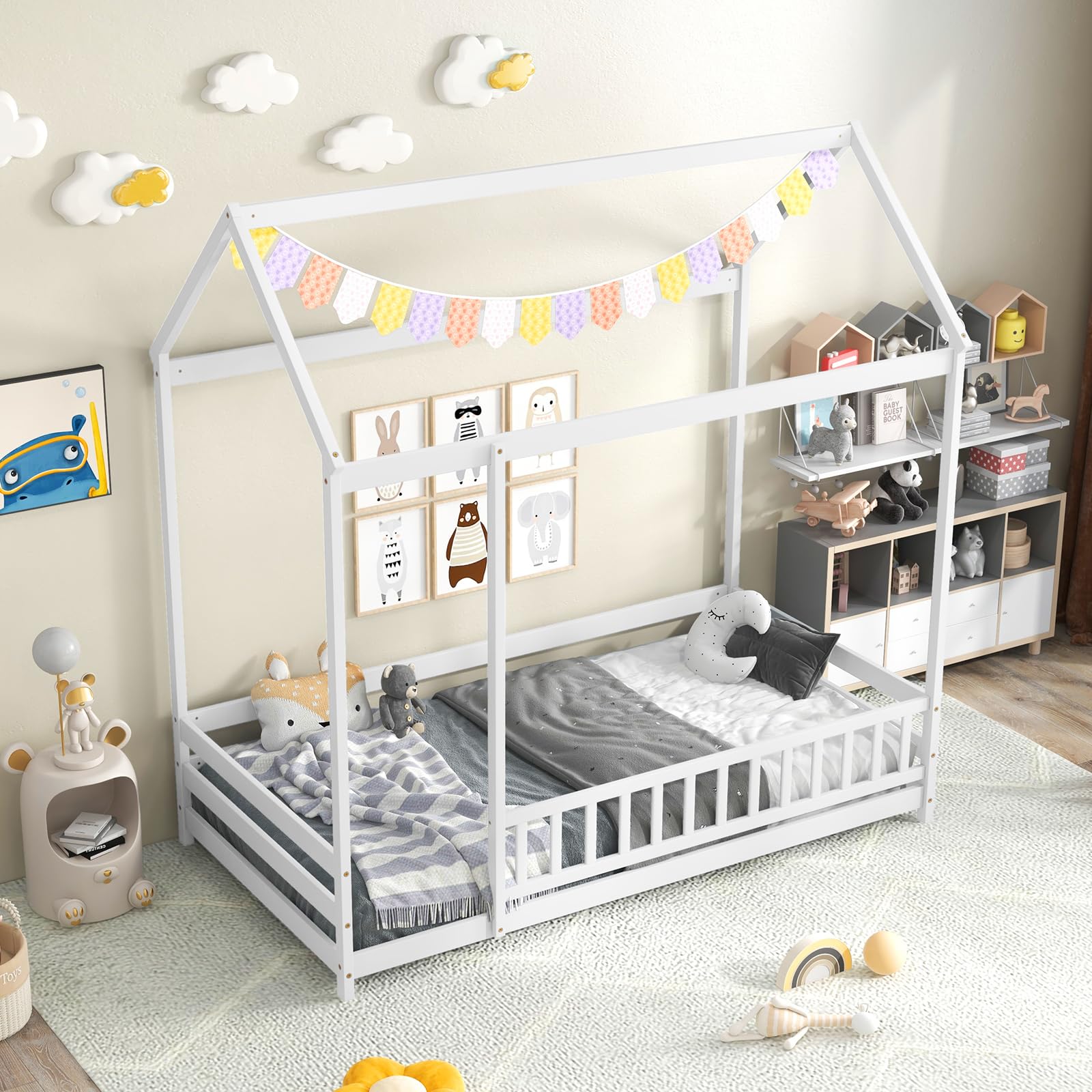 KOMFOTT Twin Size Floor House Bed