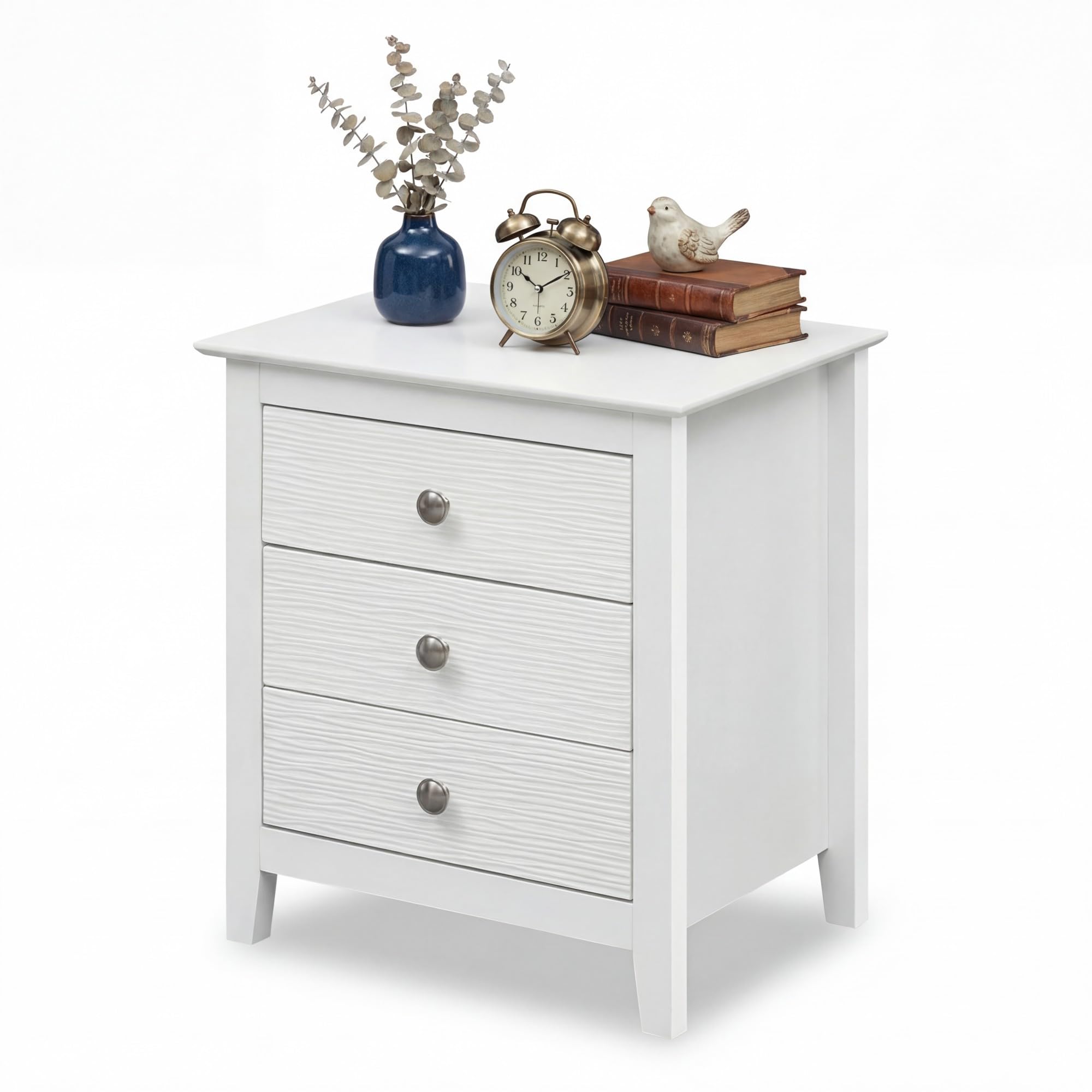 KOMFOTT Modern Farmhouse Nightstand with 3 Drawers(1/2)