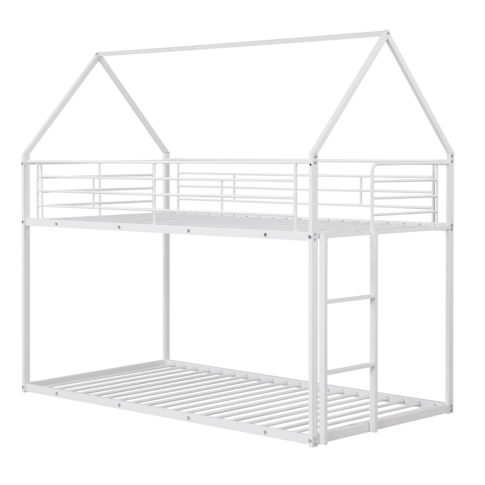 KOMFOTT Low Bunk Bed Twin Over Twin with Roof