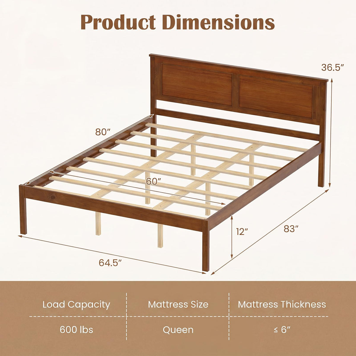 KOMFOTT Queen/Full/Twin Size Bed Frame Farmhouse Wooden Platform Bed