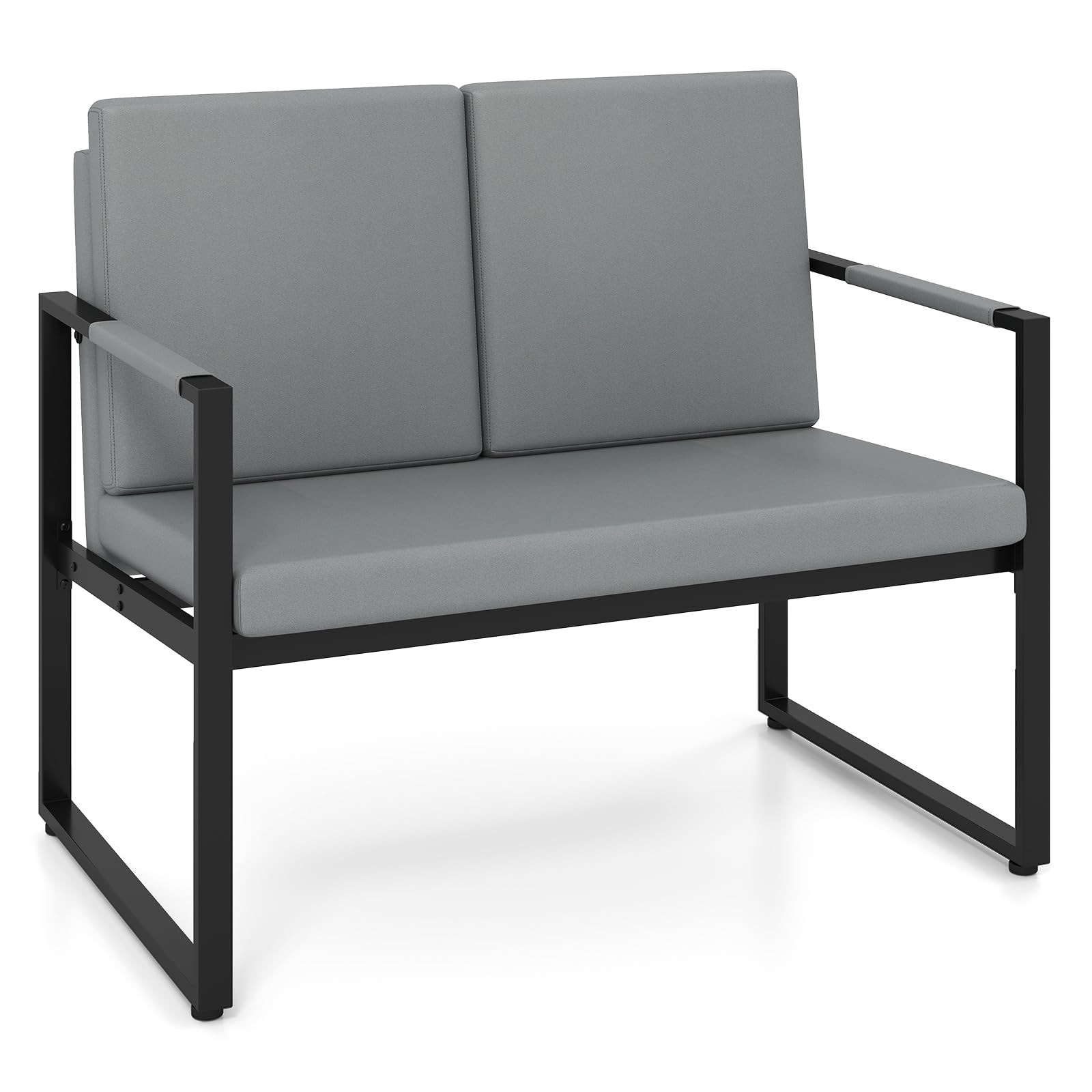 KOMFOTT Modern Industrial Loveseat Sofa 2-Seater Faux Leather Couch