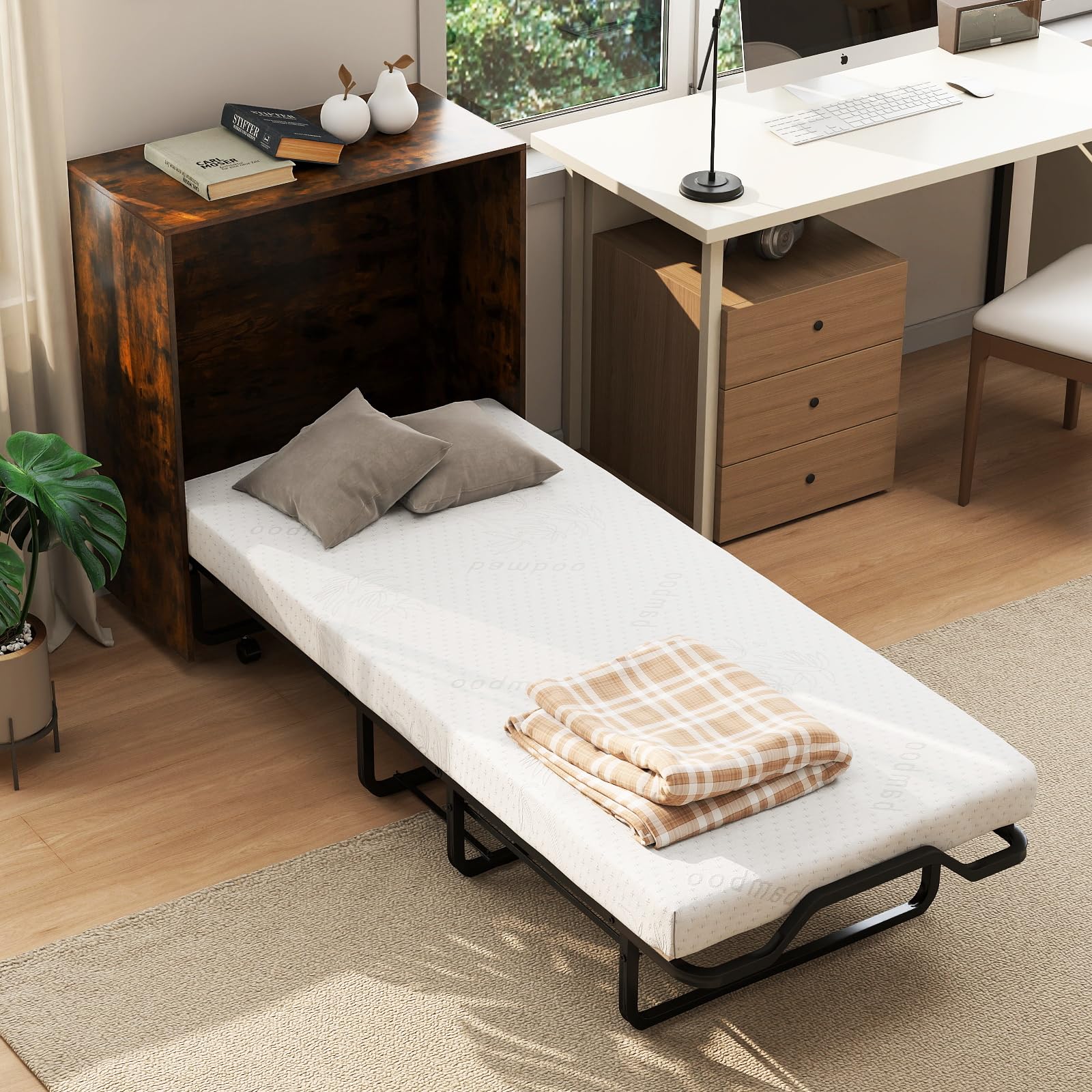 KOMFOTT Murphy Bed Cabinet Rolling Folding Bed into Cabinet