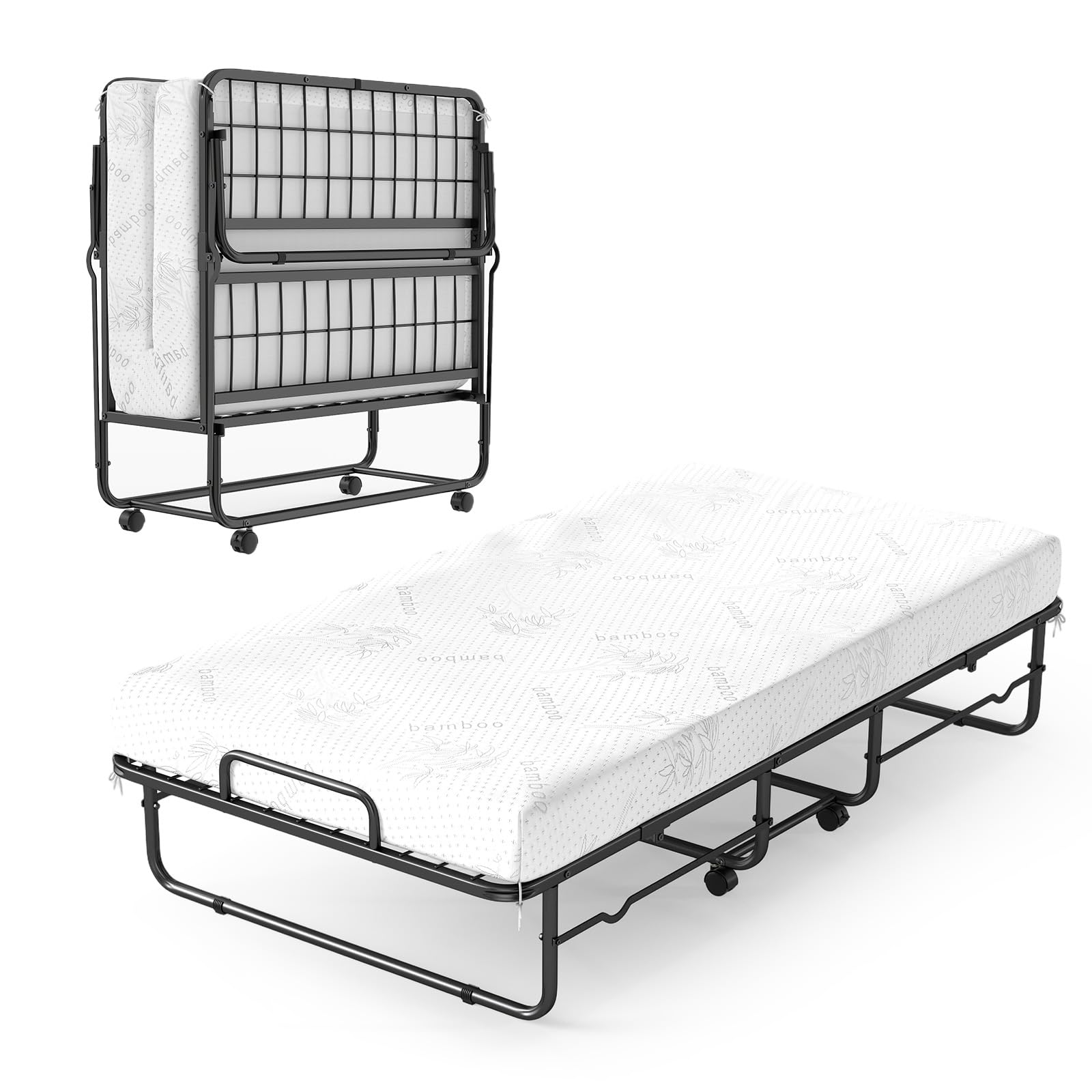 KOMFOTT Twin Size Folding Bed with 5" Mattress（75" x 38"）
