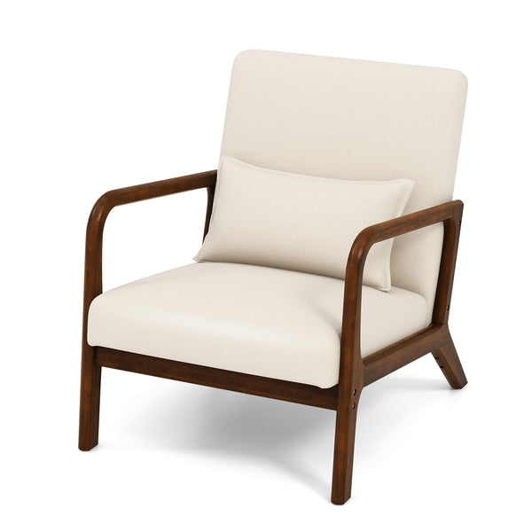 KOMFOTT Mid Century Modern Chair, Indoor Living Room Leisure Accent Chair with Cushioned Seat & Back