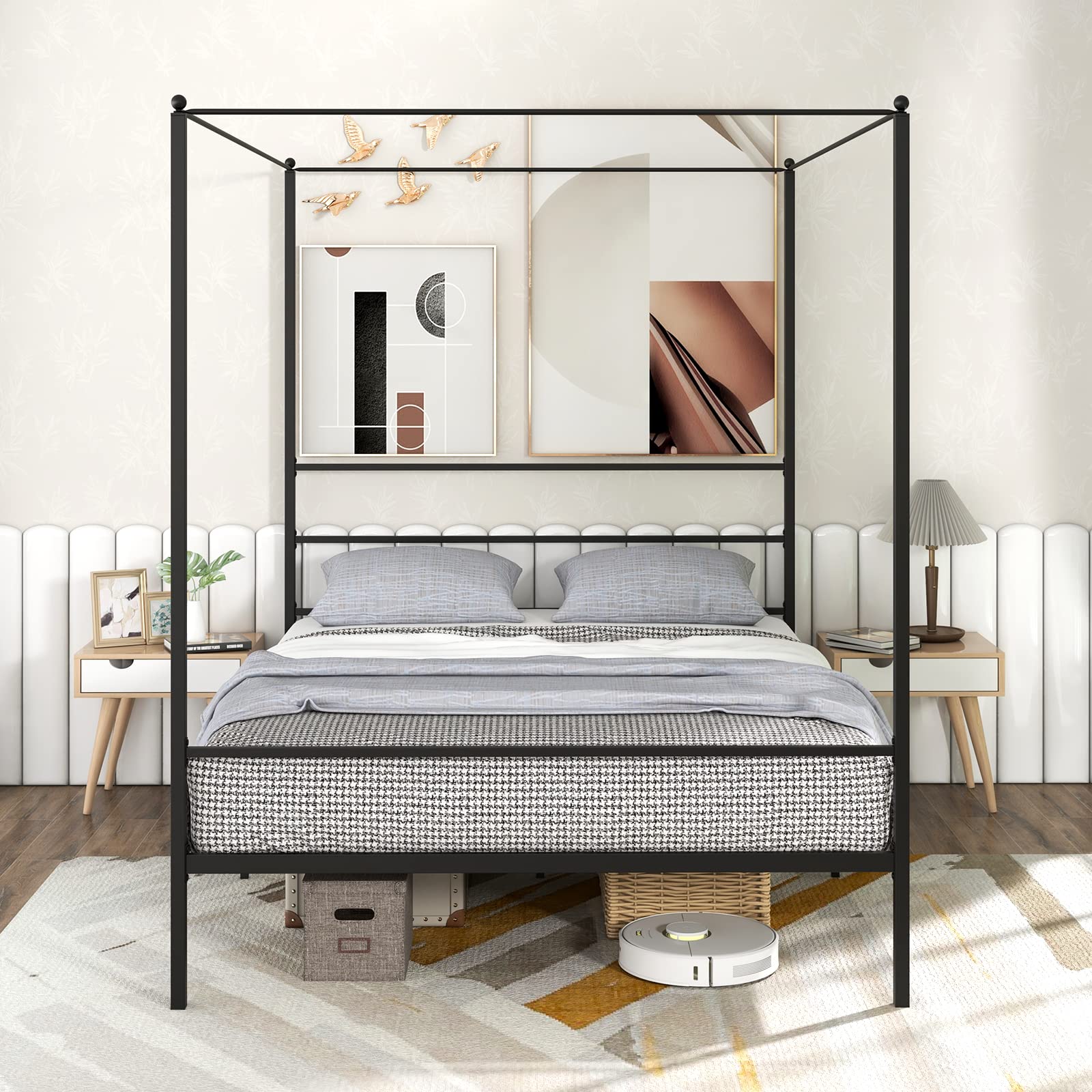 KOMFOTT Twin/Full/Queen/King Size Metal Canopy Bed Frame