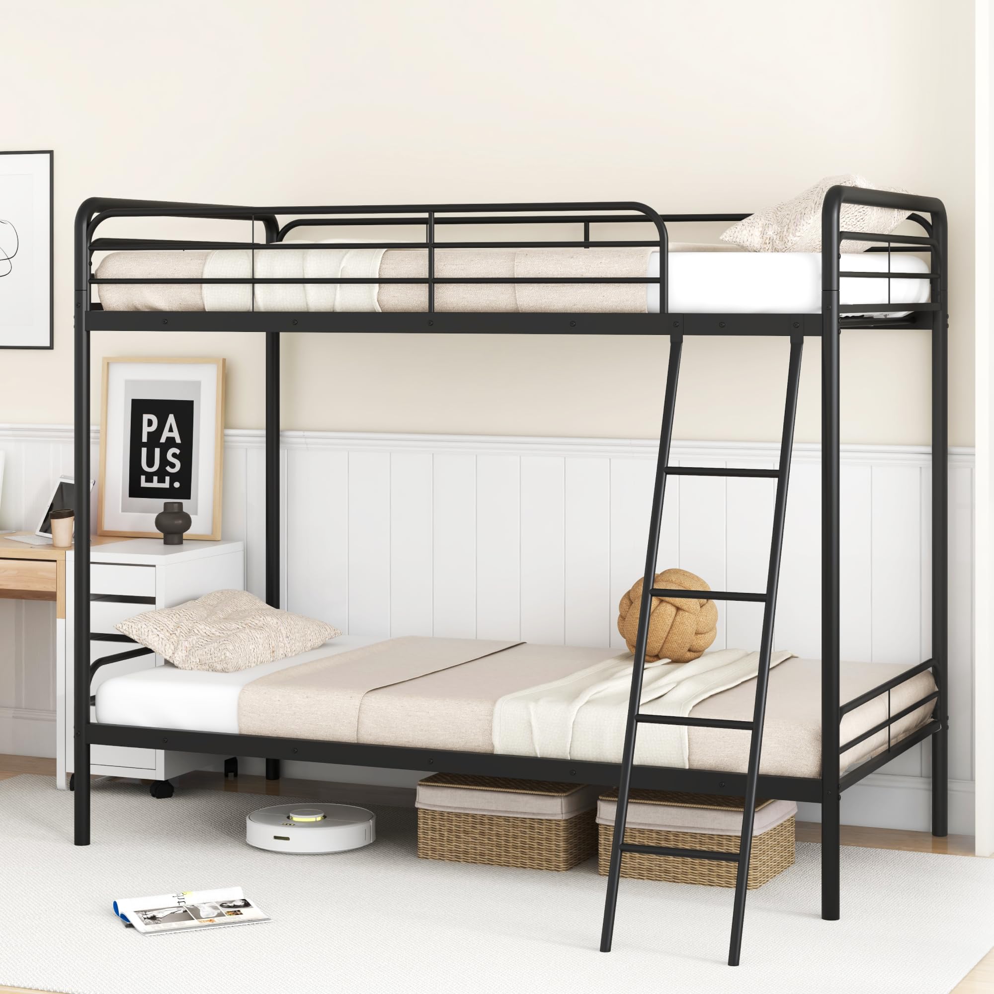 KOMFOTT Metal Twin Over Twin Bunk Bed