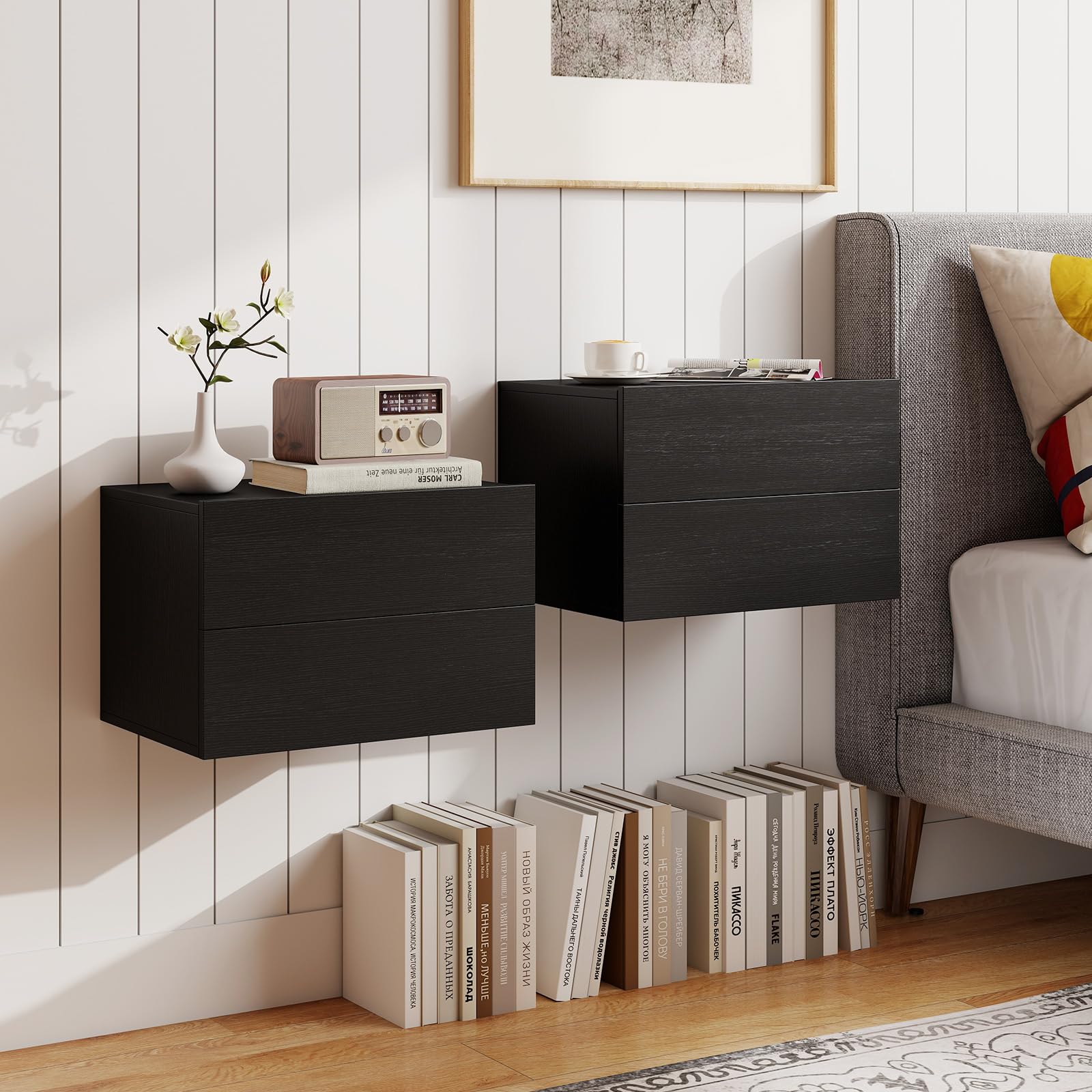 KOMFOTT Floating Nightstand Wall Mounted Night Stand(16.5" x 12" x 11.5",1/2)