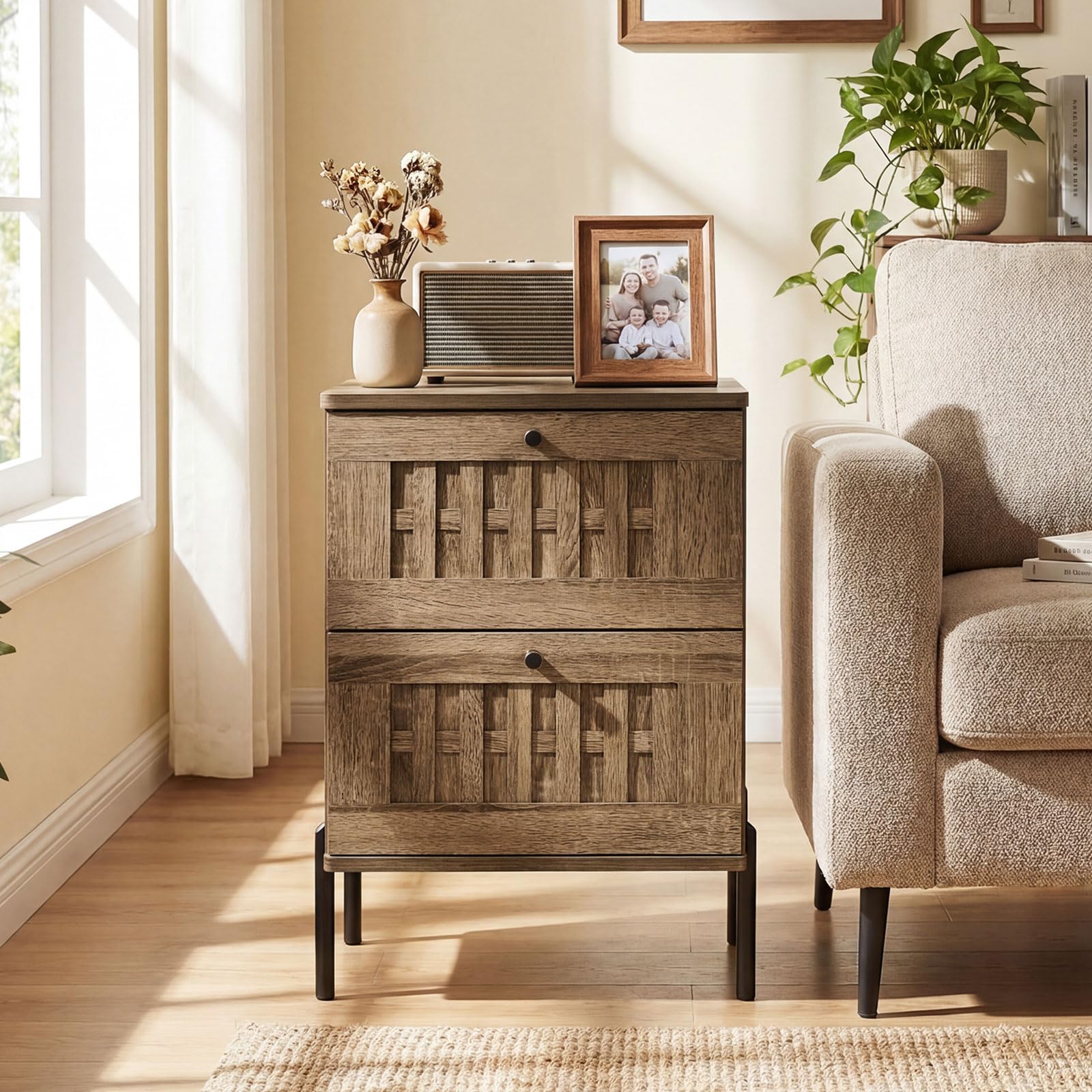 KOMFOTT Wooden Nightstand with 2 Drawers