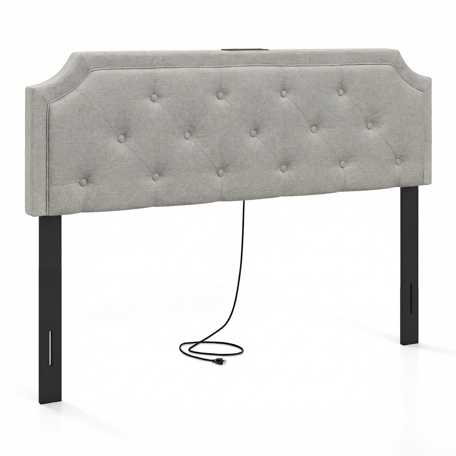 KOMFOTT Upholstered Headboard with Charging Station for Full & Queen Size Bed Frame