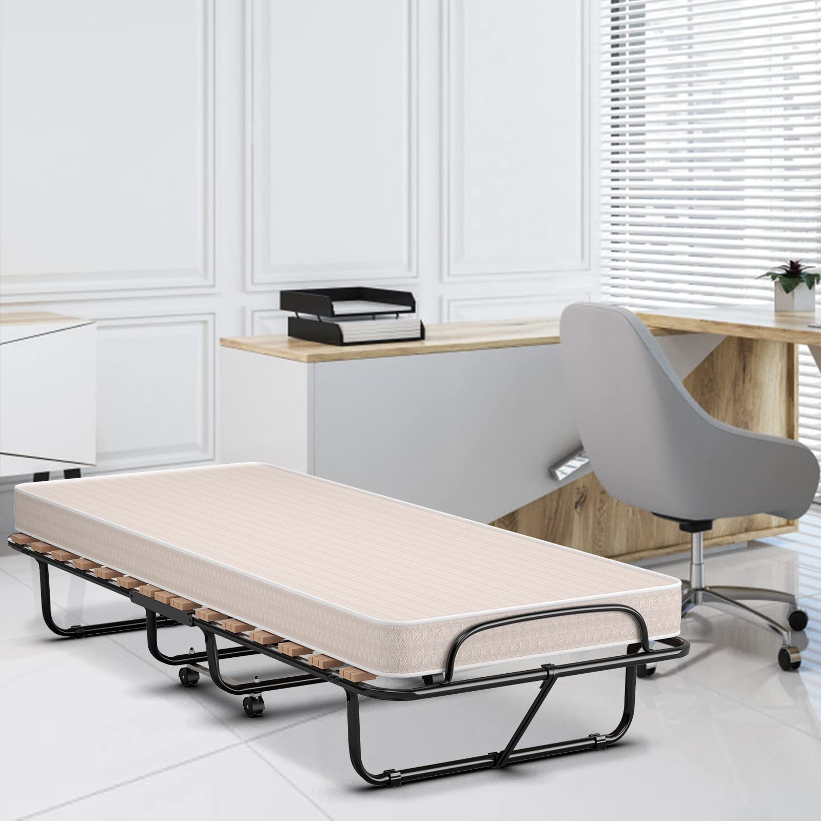 KOMFOTT Folding Rollaway Bed with 4 Inch Mattress
