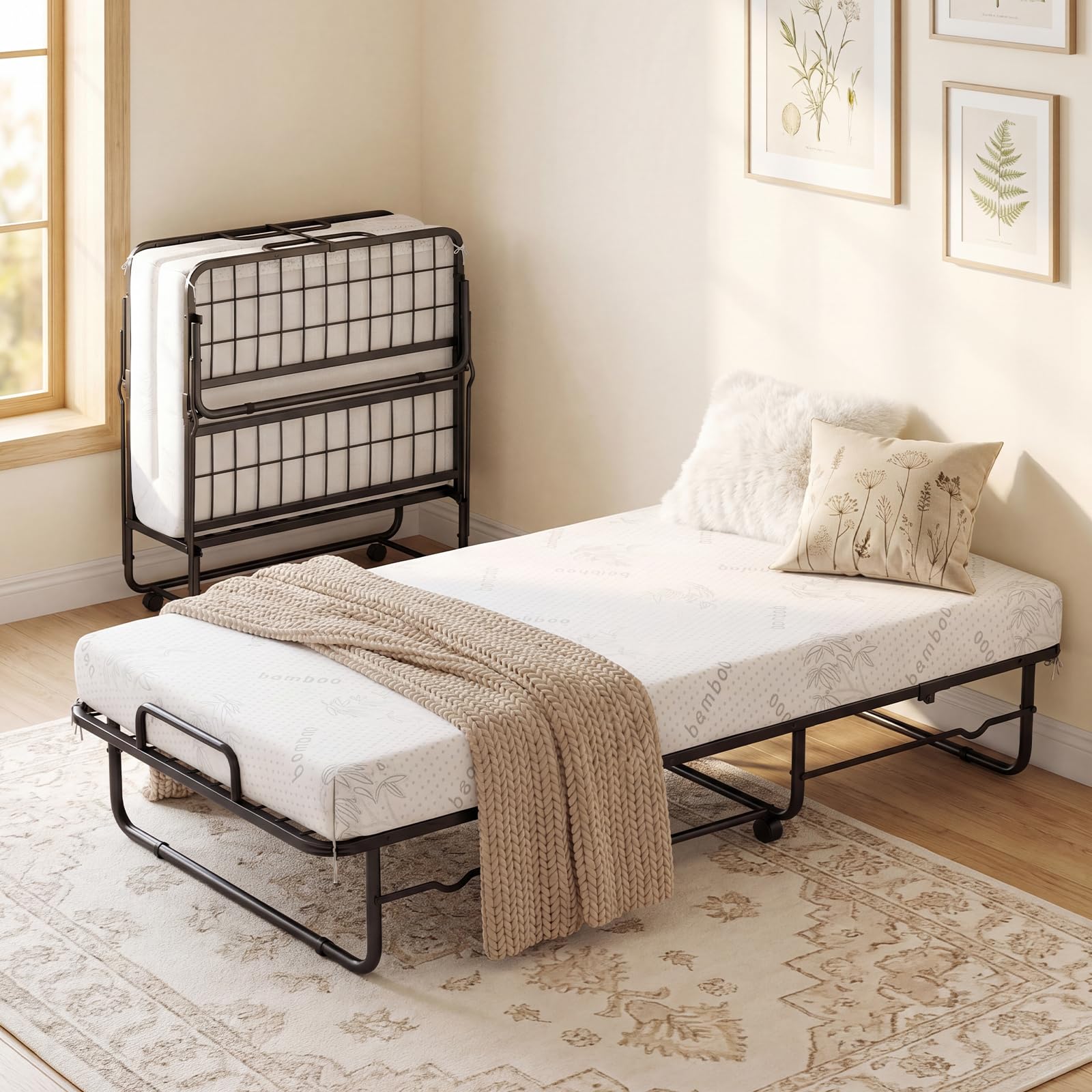 KOMFOTT Twin Size Folding Bed with 5" Mattress（75" x 38"）
