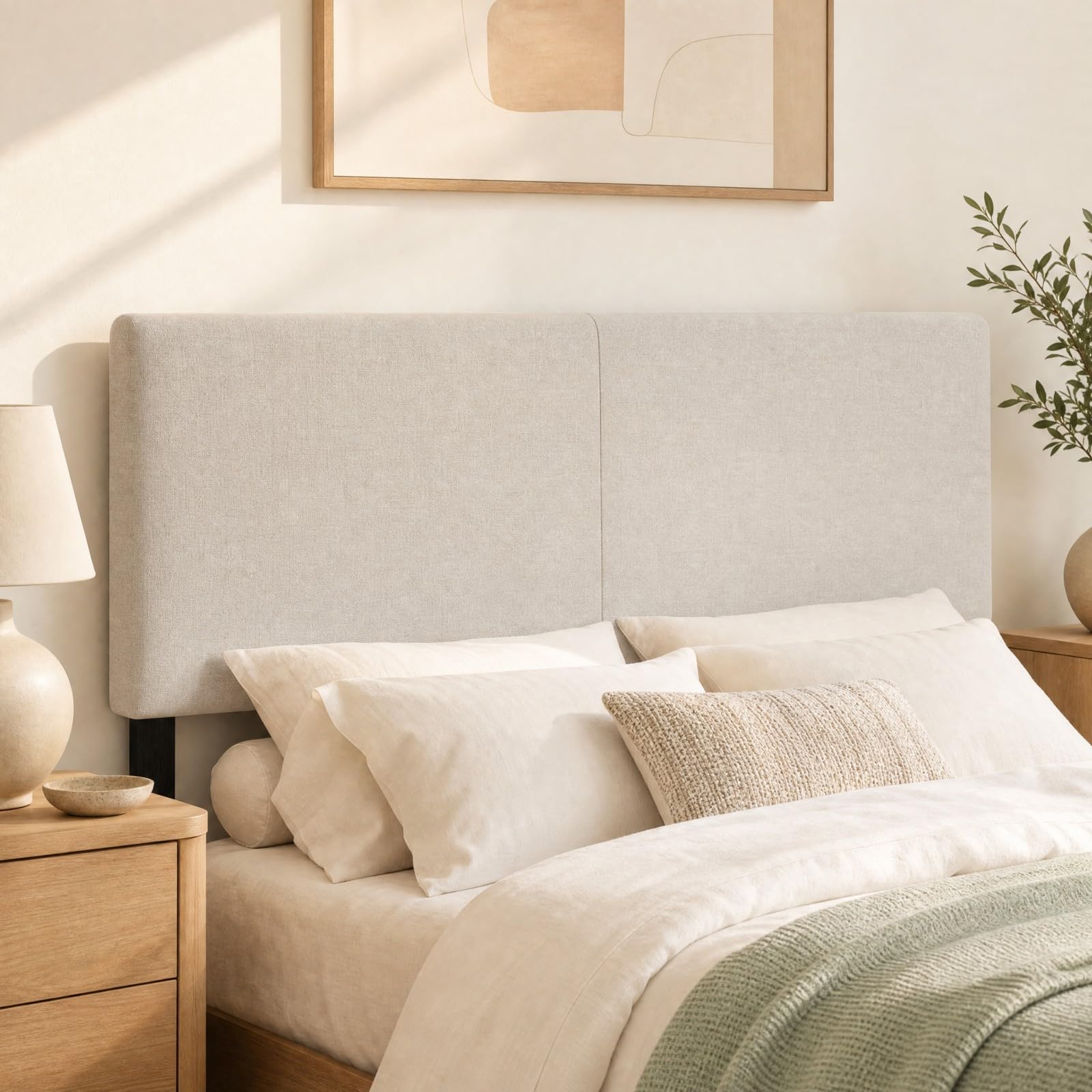 KOMFOTT Linen Upholstered Headboard for Full & Queen Size Bed Frame