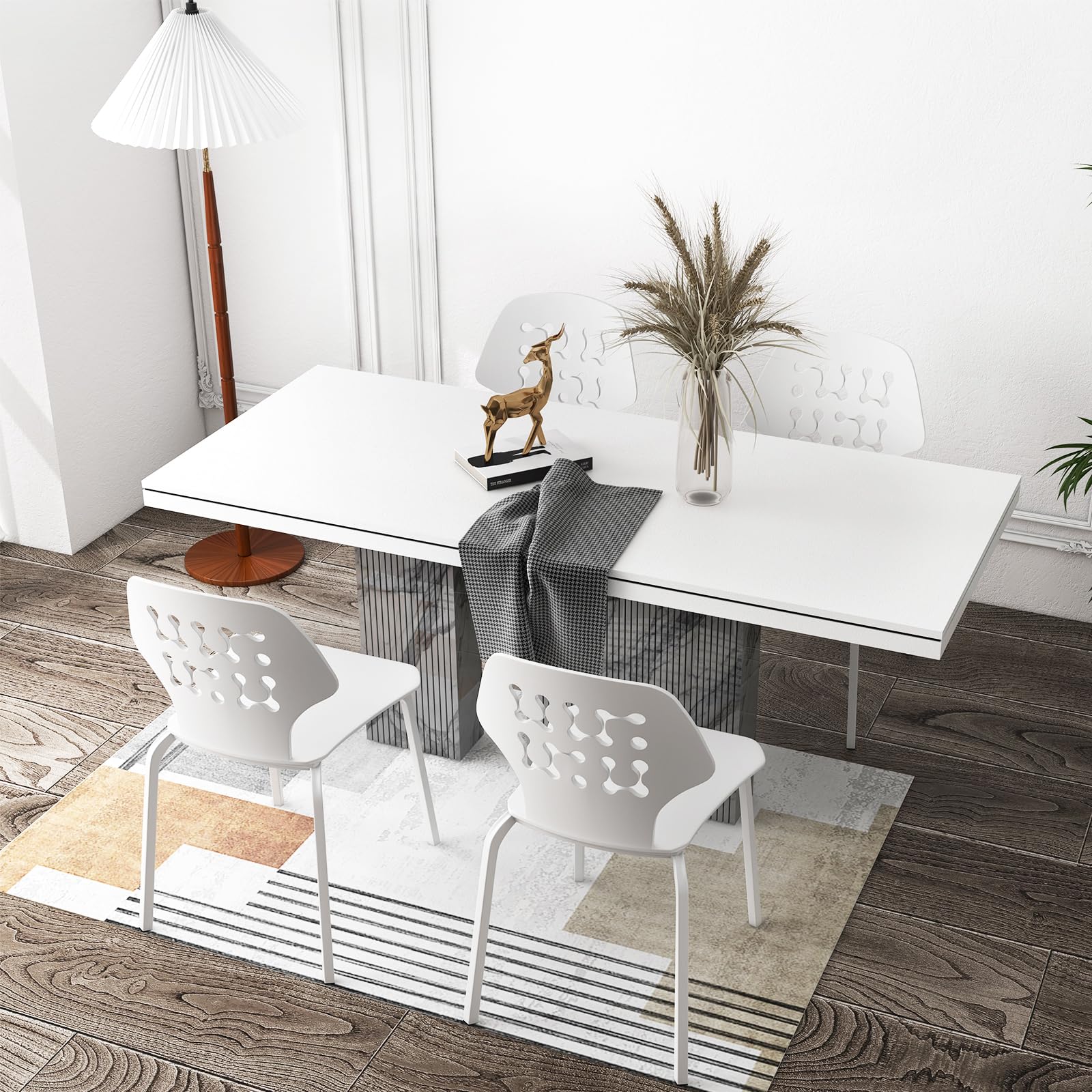 KOMFOTT Modern Dining Chairs Set of 4, Modern Kitchen Chair with Hollowed Backrest