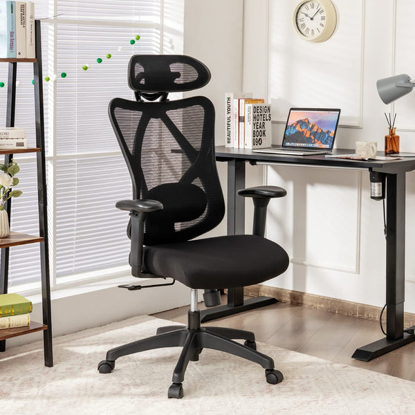 Ergonomic Office Chair with Adjustable Lumbar Support, Armrests and Headrest