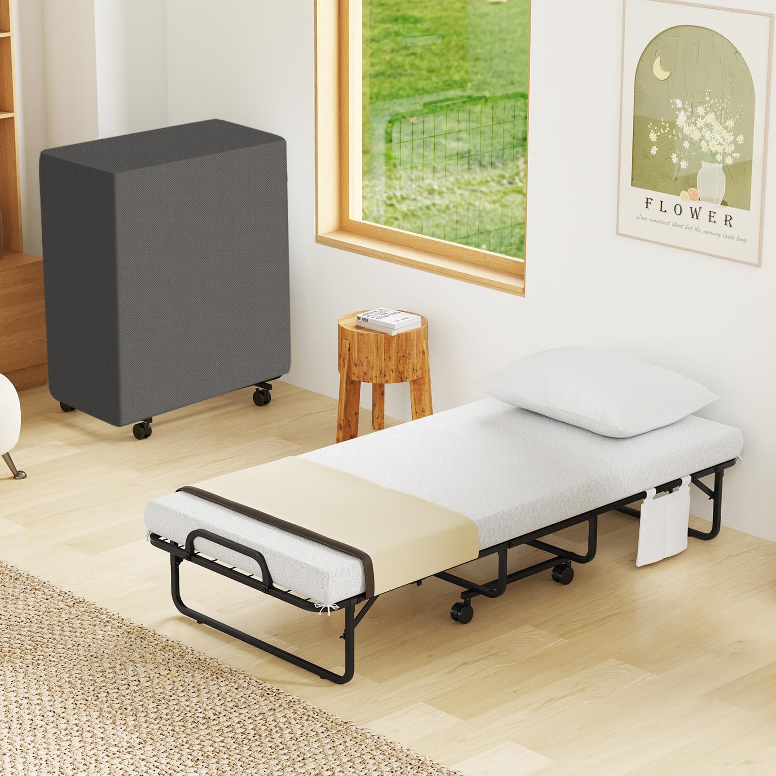 KOMFOTT Cot Size Folding Bed with Memory Foam Mattress & Pillow（75” x 31”）