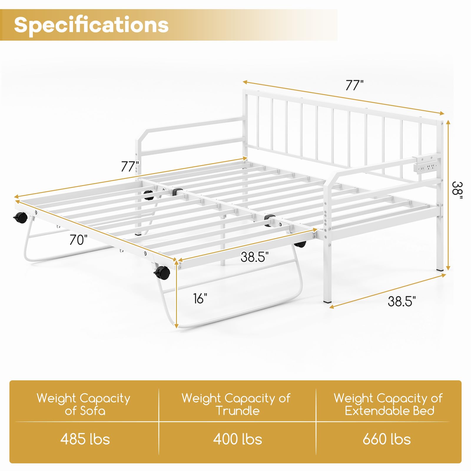 KOMFOTT Twin Daybed with Pop Up Trundle