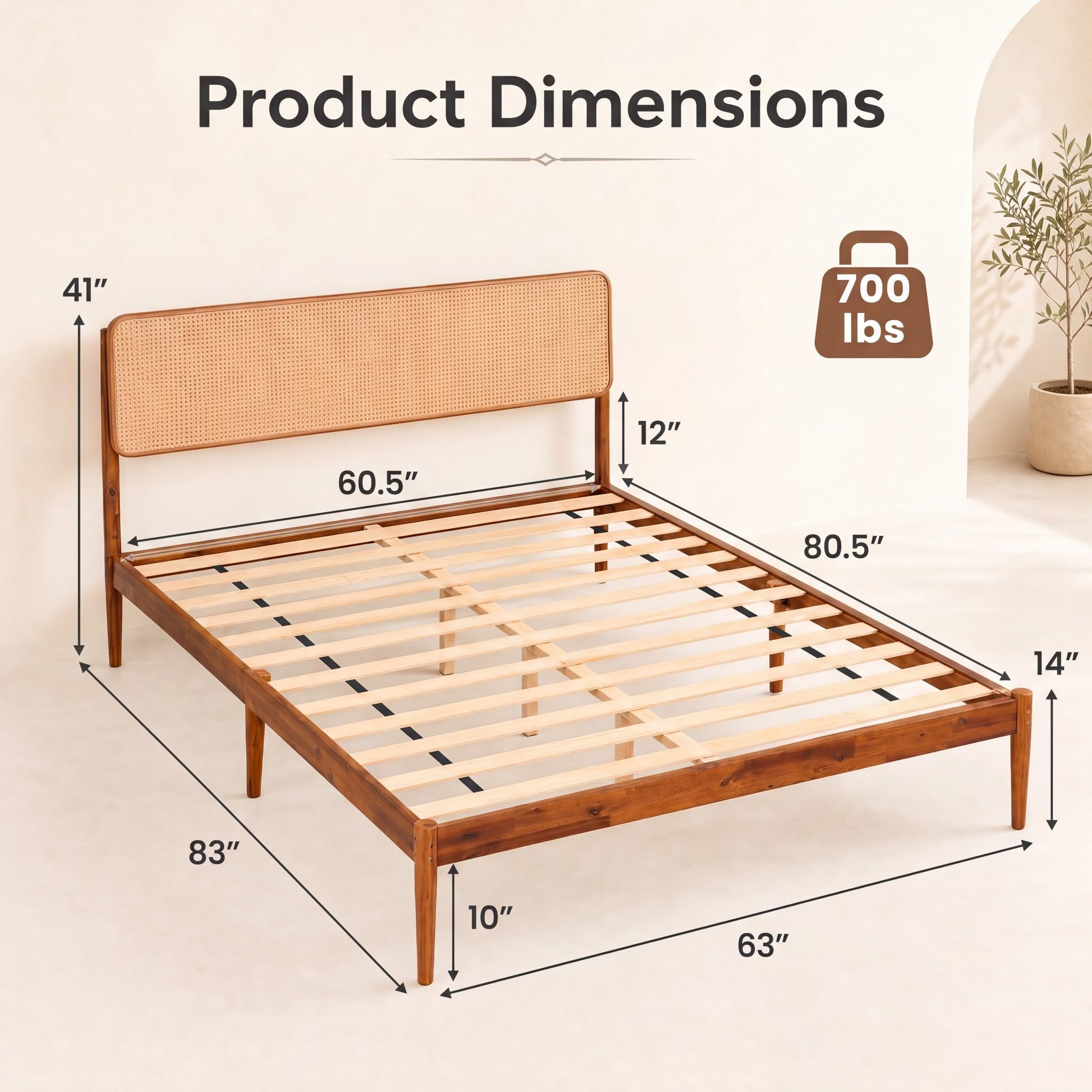 KOMFOTT Queen/Full/Twin Size Bed Frame Wood Platform Bed