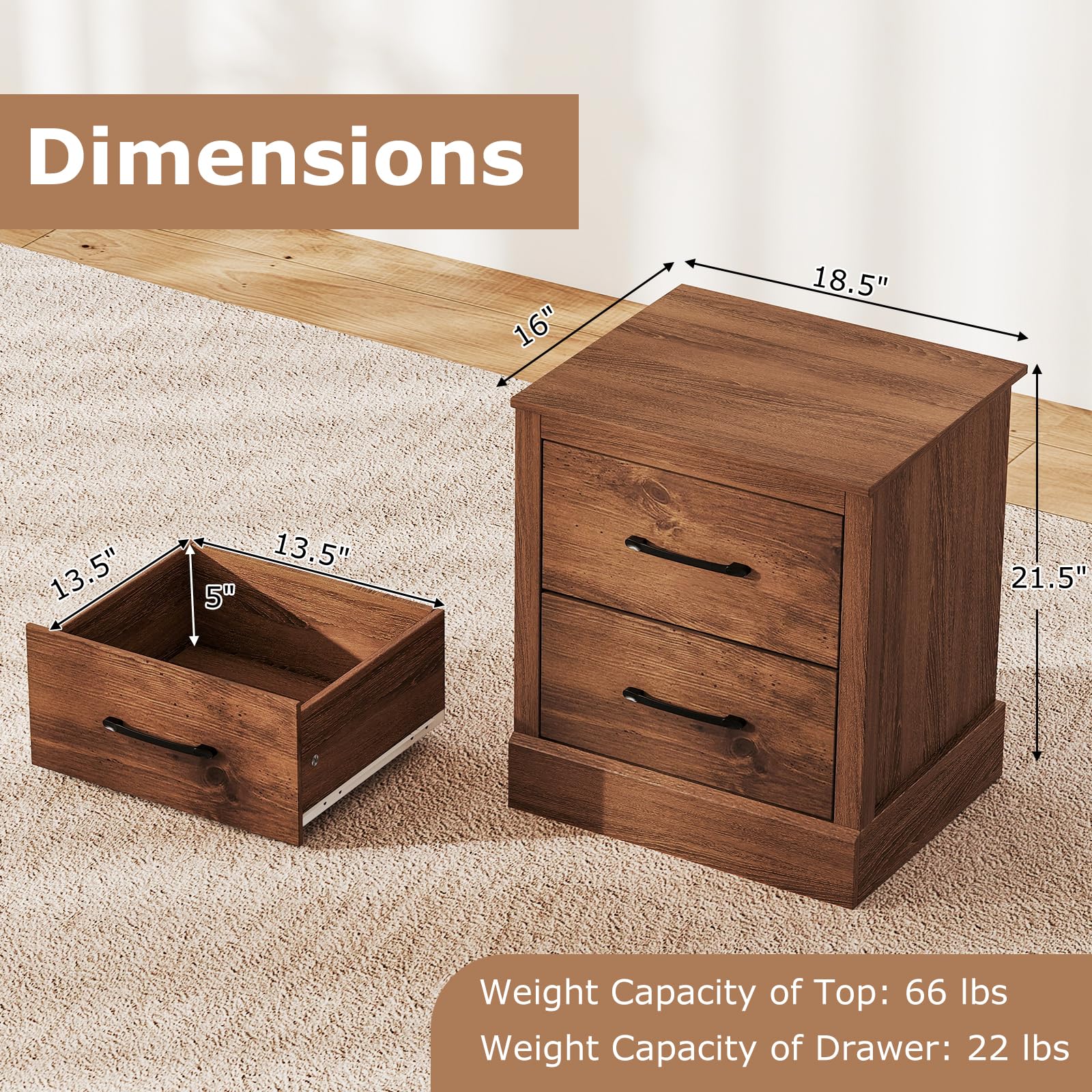 KOMFOTT Farmhouse Nightstand with Drawers(1/2)