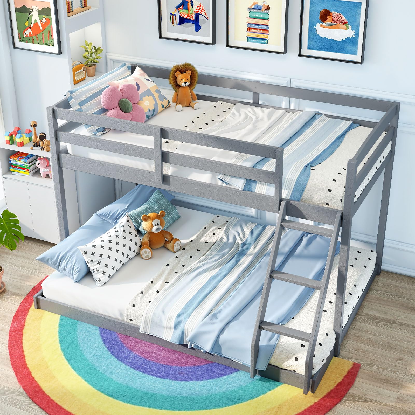 KOMFOTT Low Bunk Bed Twin Over Full