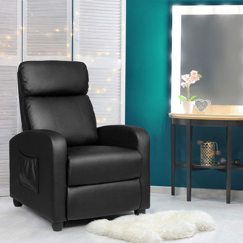 KOMFOTT Recliner Chair with Adjustable Backrest & Footrest, Living Room Ergonomic Single Sofa with Remote and Side Pocket