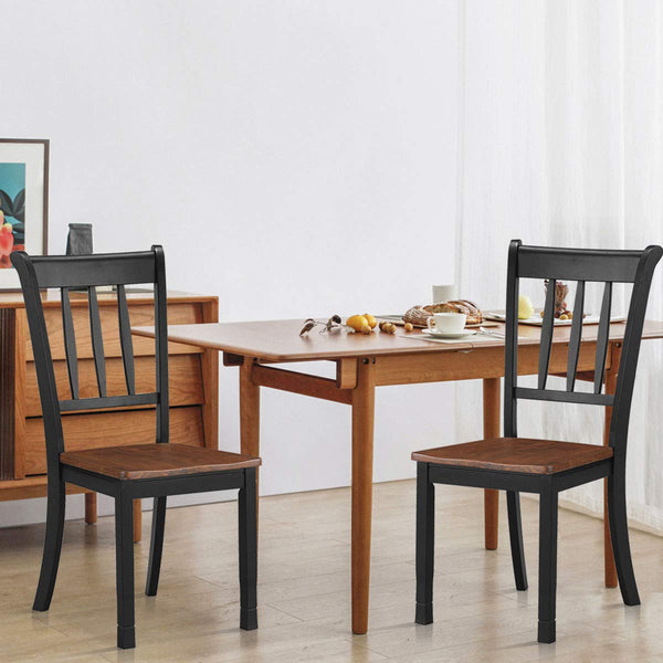 Set of 2 or 4 Wood Solid Rubber Wood Armless Dining Chairs with Non-Slip Foot Pads