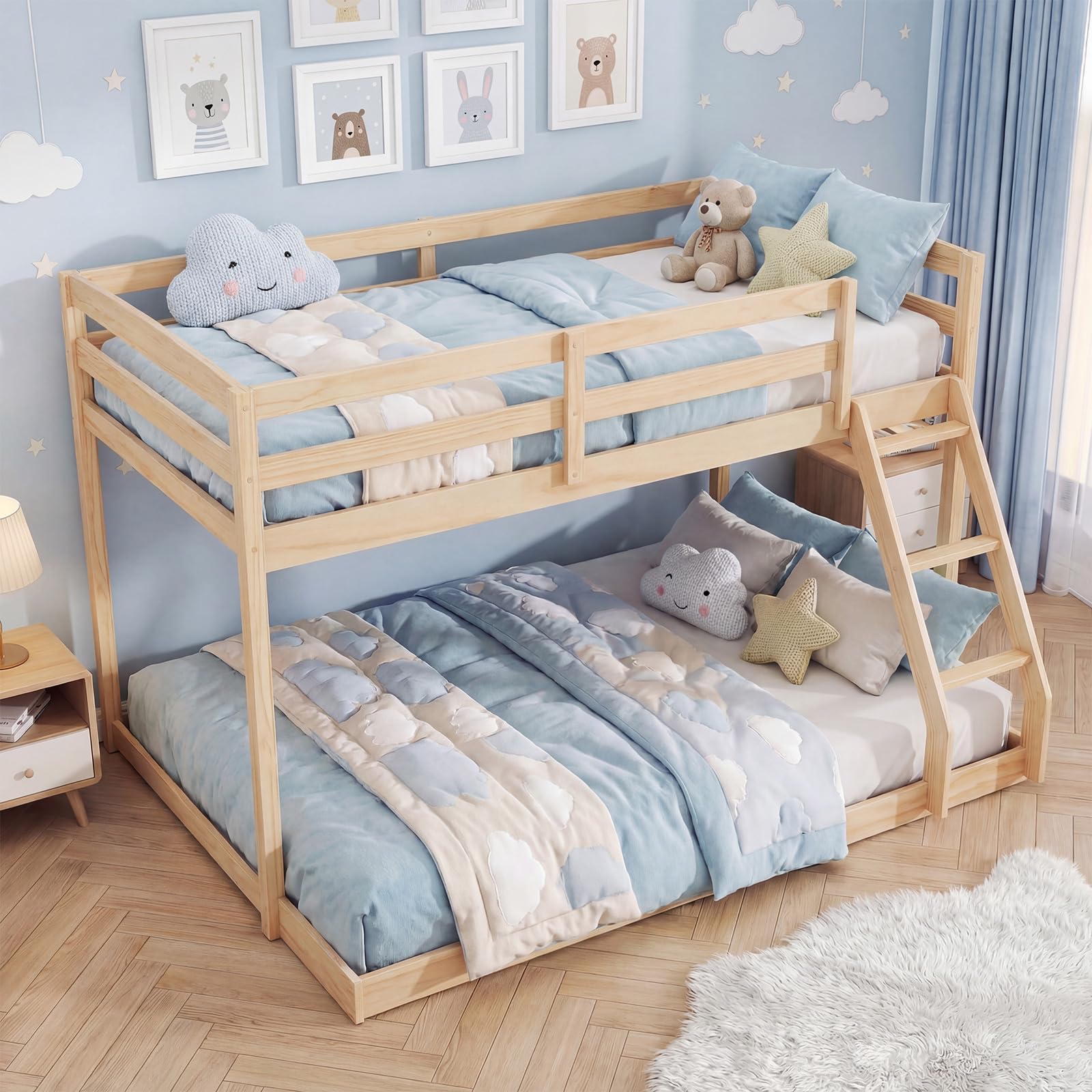 KOMFOTT Low Bunk Bed Twin Over Full