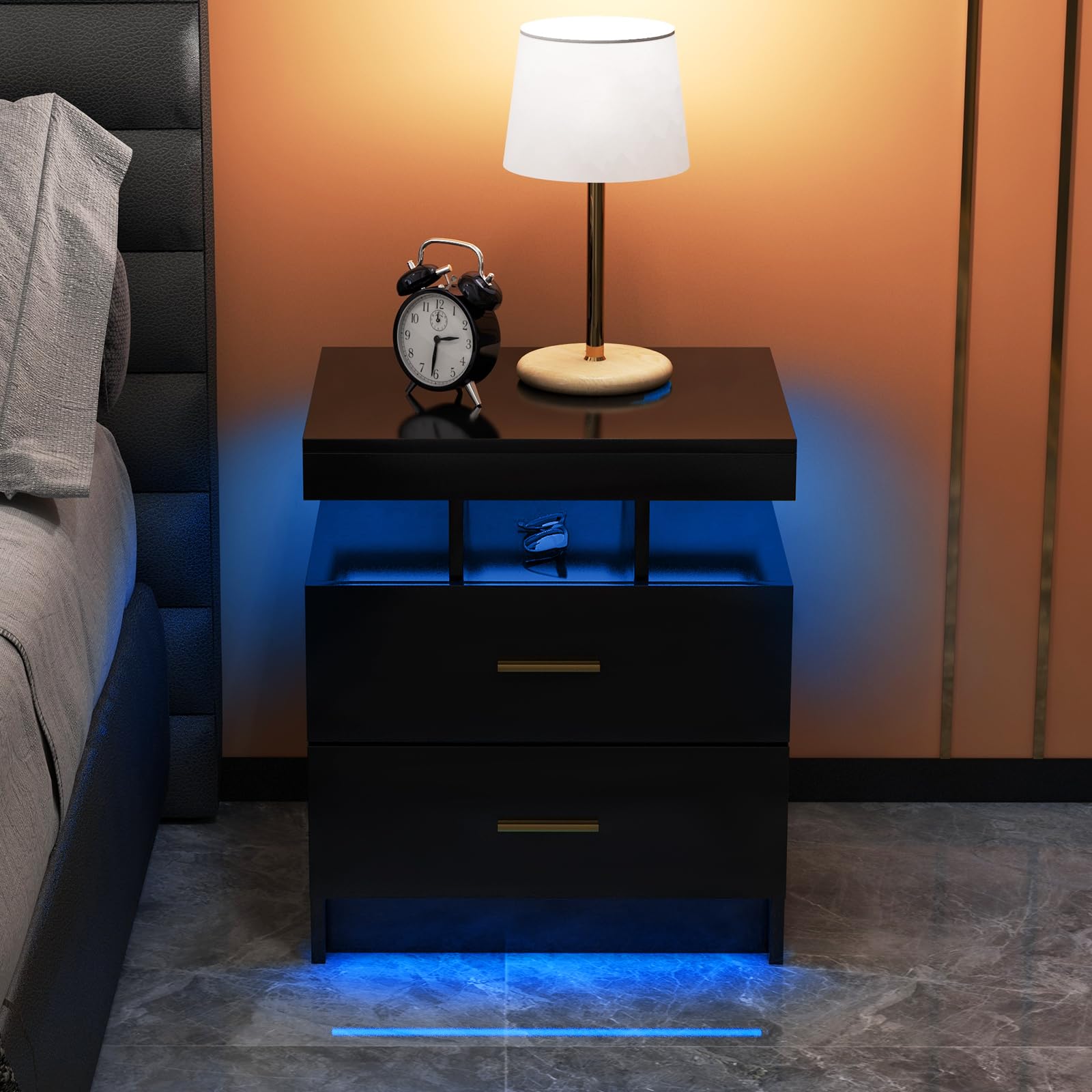 KOMFOTT Modern Nightstand with LED Lights（1/2）