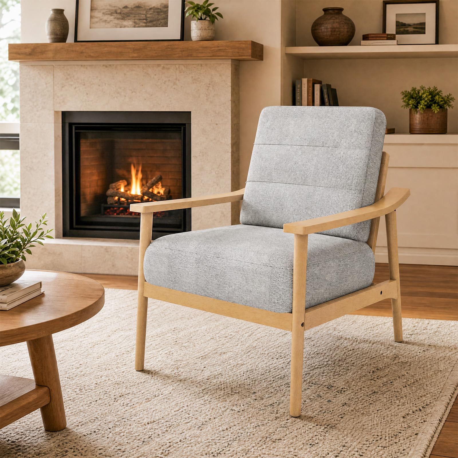 KOMFOTT Modern Accent Chair Upholstered Armchair with Padded Seat (1/2)