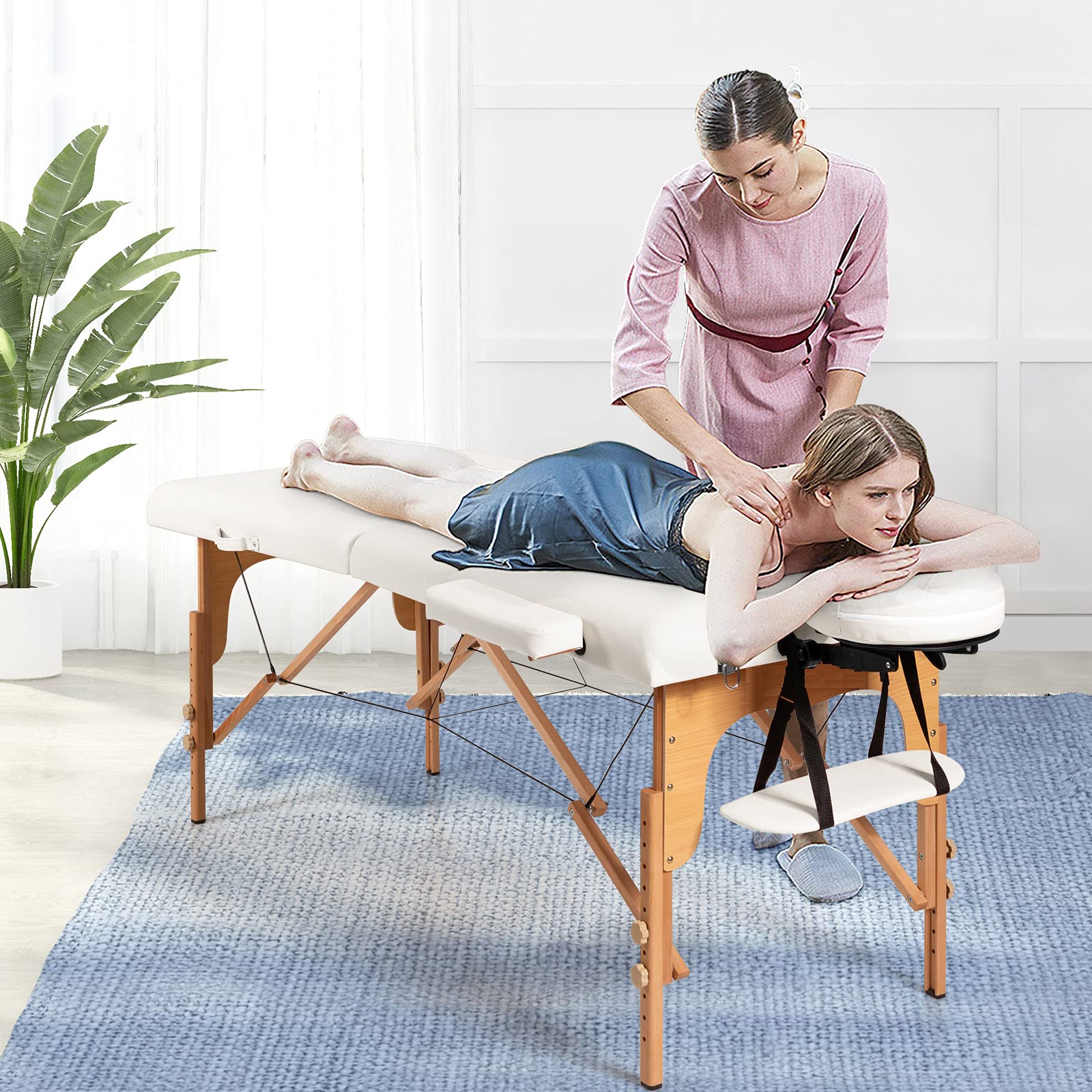 KOMFOTT Portable Massage Bed Height Adjustable with Carry Case & Face Cradle