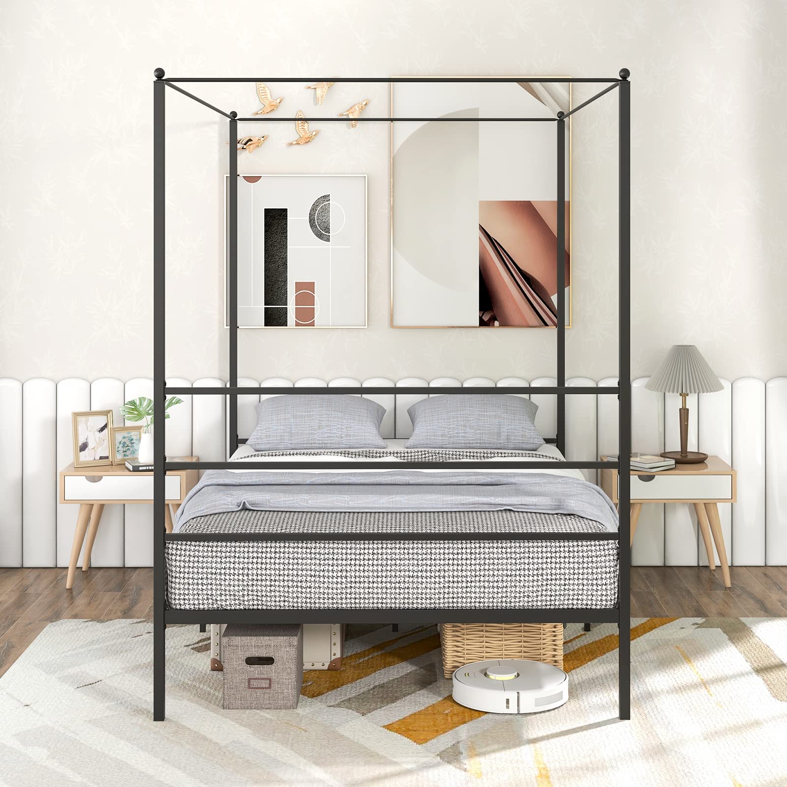 KOMFOTT Twin/Full/Queen/King Size Metal Canopy Bed Frame