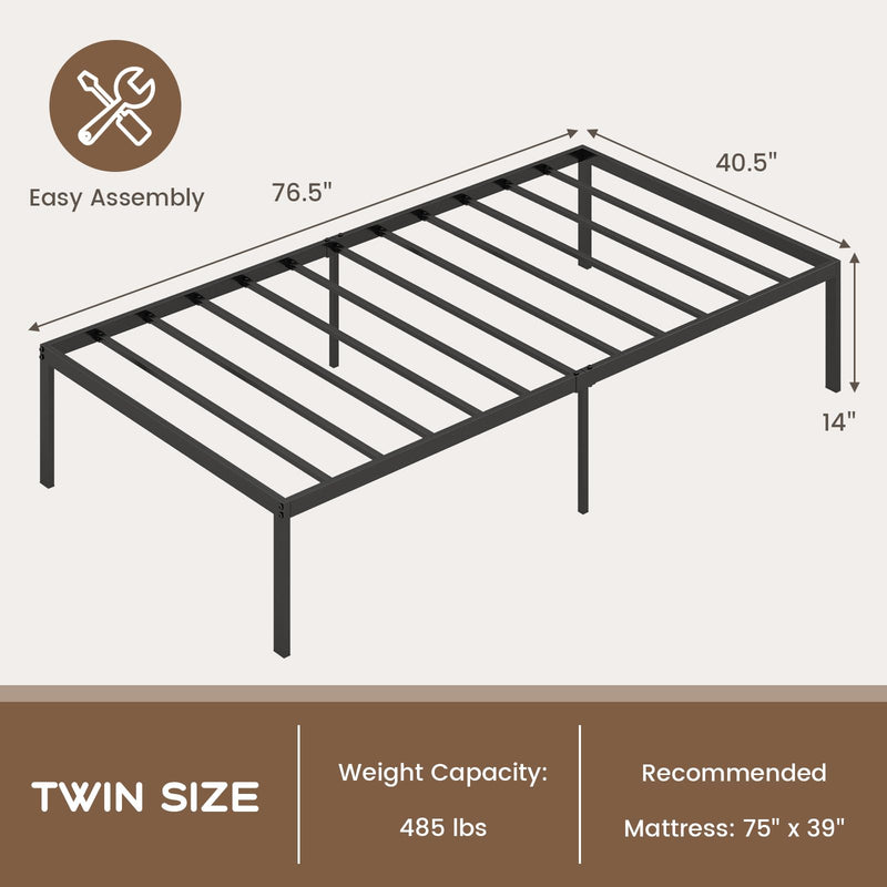 KOMFOTT 14-Inch Twin Size Metal Platform Bed Frame