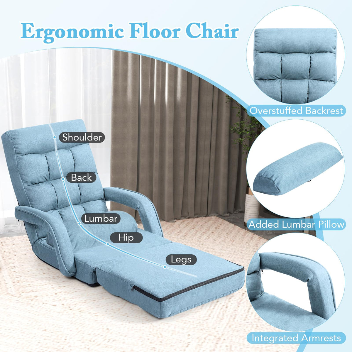 KOMFOTT Foldable Floor Lazy Sofa Chair
