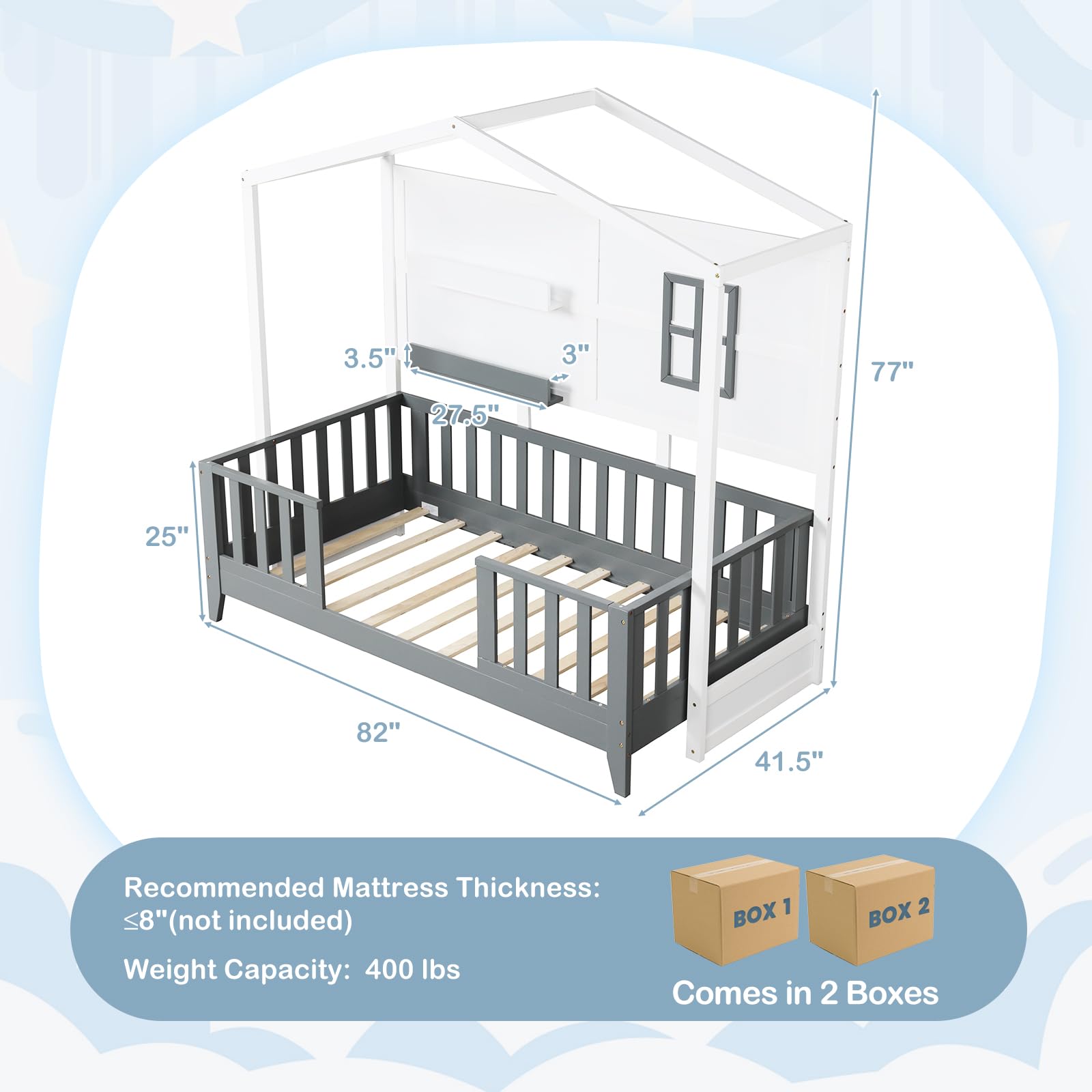 KOMFOTT Twin Wood House Bed