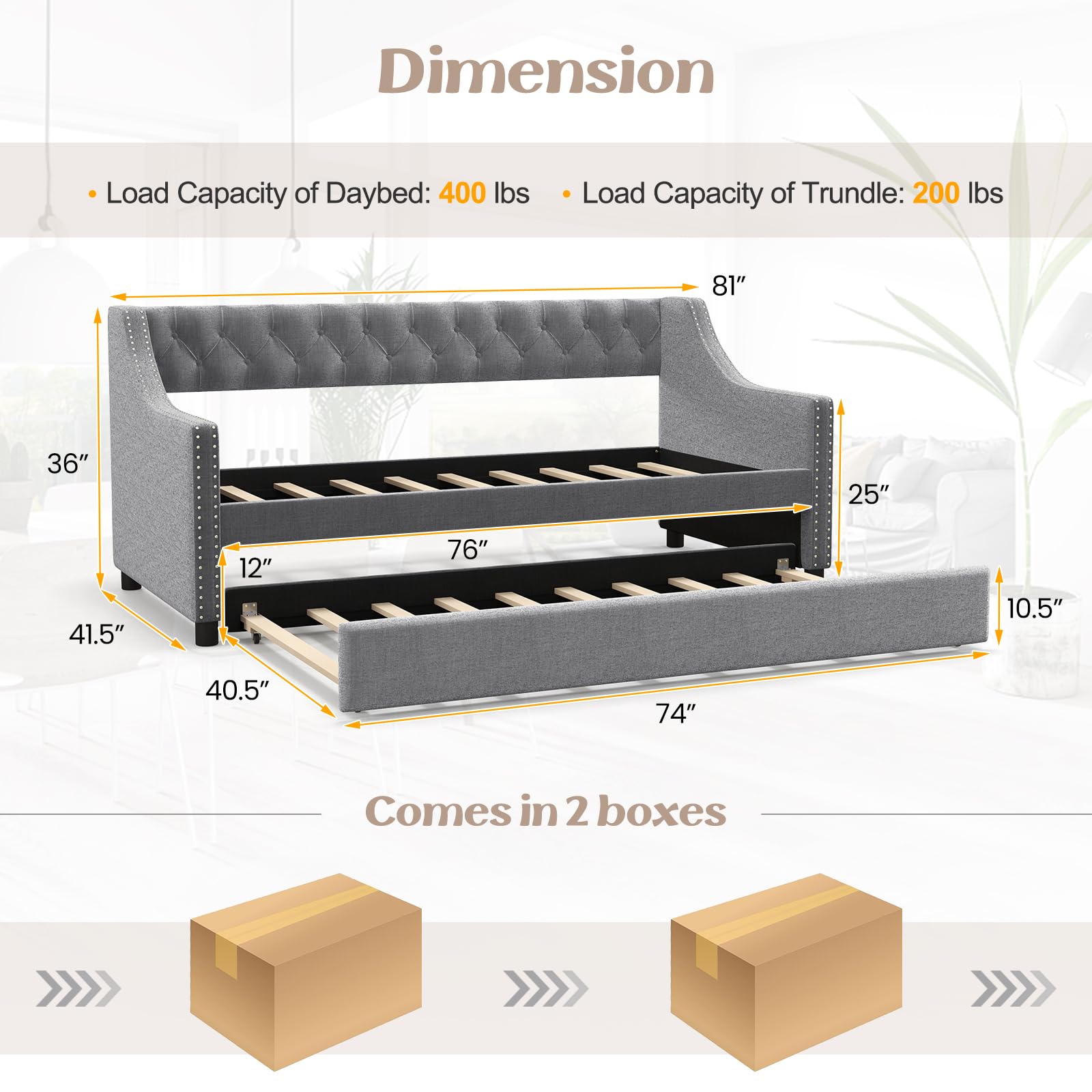 KOMFOTT Upholstered Twin Daybed with Trundle