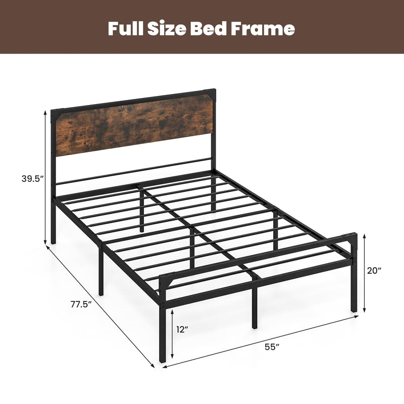 KOMFOTT Metal Platform Bed Frame with Headboard