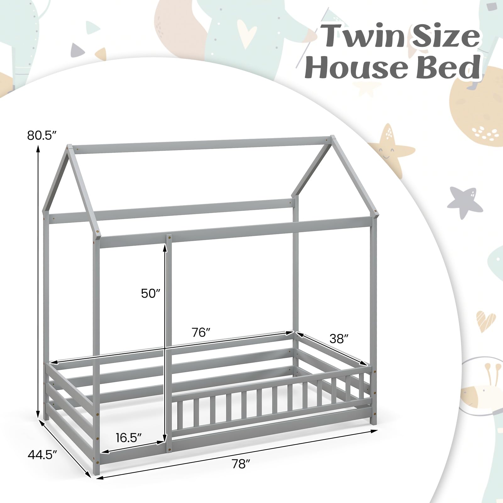 KOMFOTT Twin Size Floor House Bed