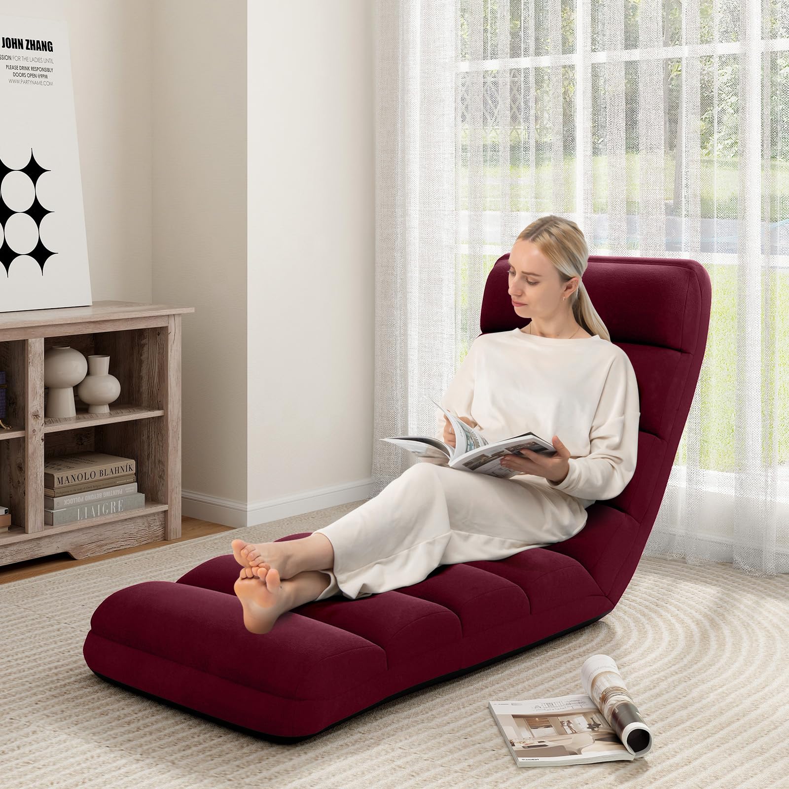 Folding Lazy Sofa Chair W Pillow for Multifunctional Usage Komfott