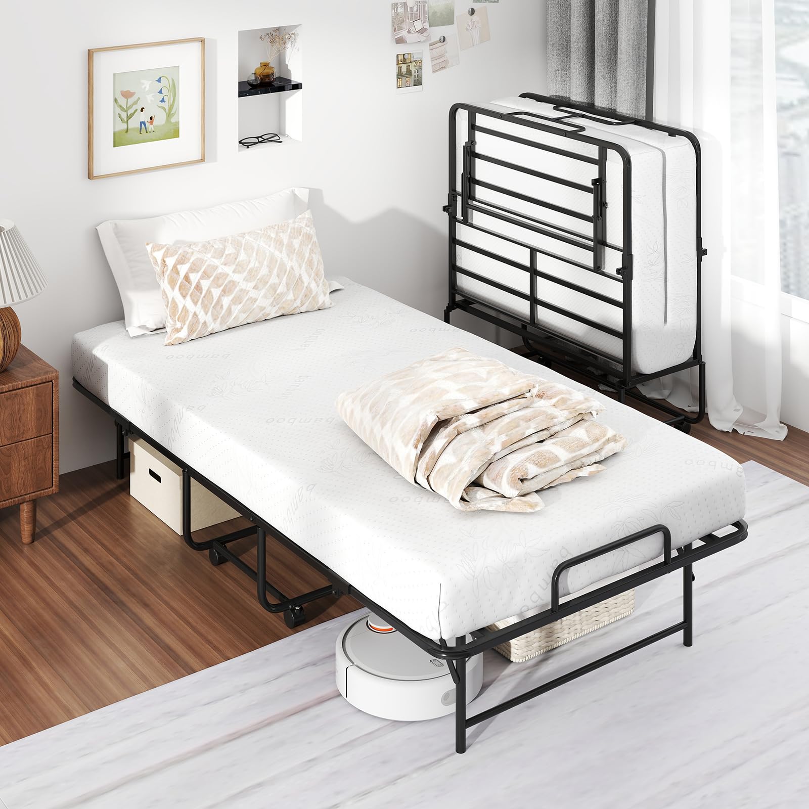 KOMFOTT Folding Bed with Mattress(75” x 38” x 16” )