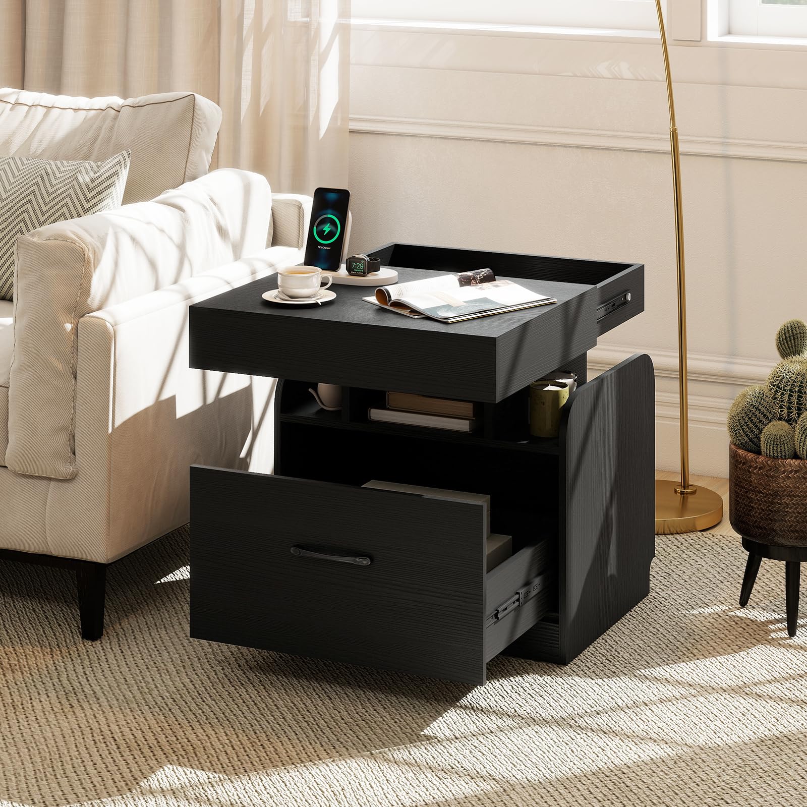 KOMFOTT Nightstand with Charging Station Bedside Table(1/2)