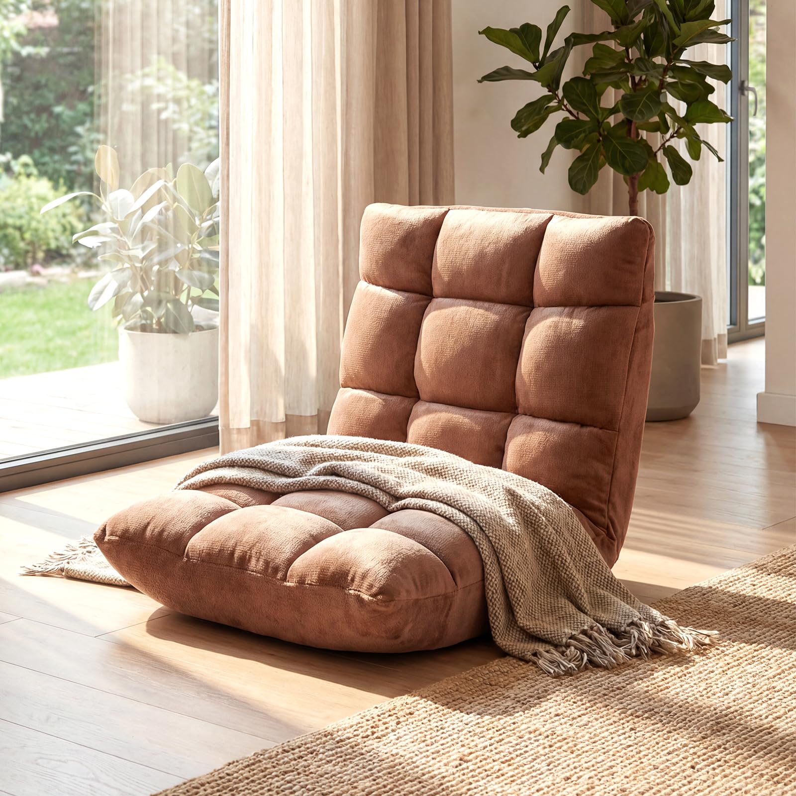 KOMFOTT Floor Chair with Back Support, Foldling Gaming Sofa Chair with Comfy Cushion