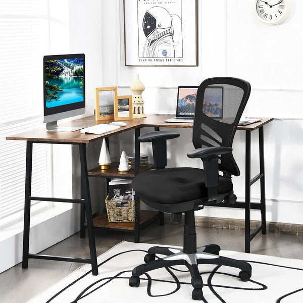 Mid-Back Managers Mesh Office Chair with Height Adjustable Backrest & Armrest, Seat Tilt Adjustment