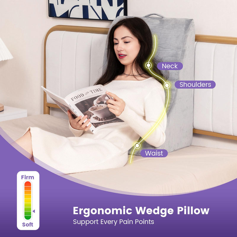 KOMFOTT Contoured Bed Wedge Support Pillow, Ergonomic Triangle Pillow