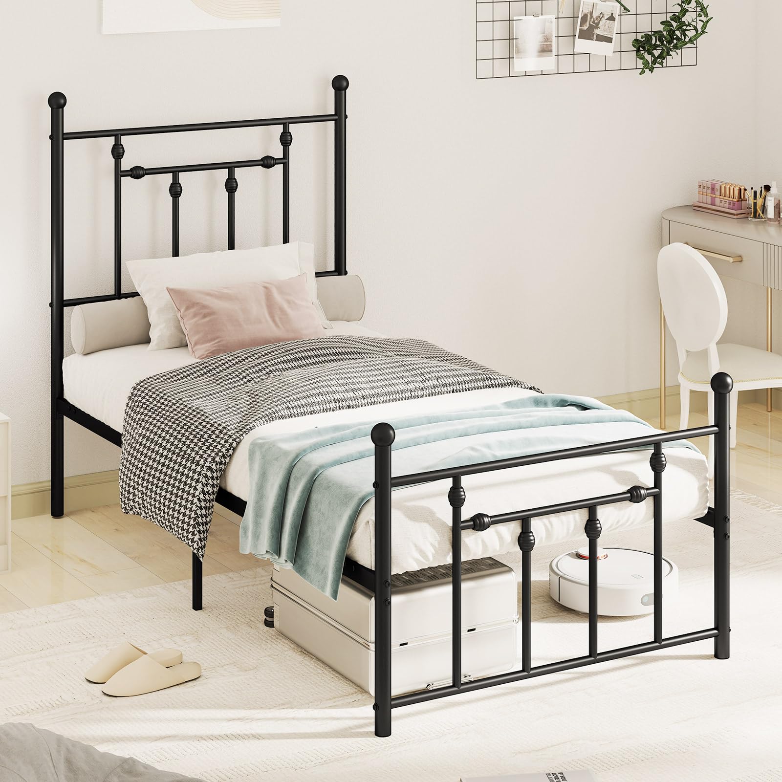 KOMFOTT  Metal Bed Frame with Footboard &Headboard