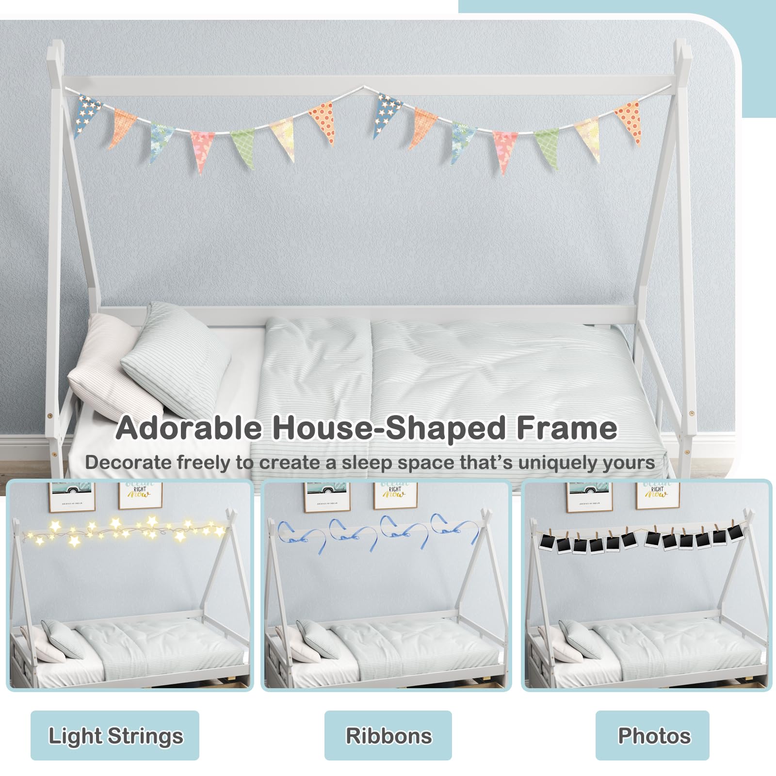 KOMFOTT Twin House Bed with 2 Storage Drawers(Twin with Drawers)