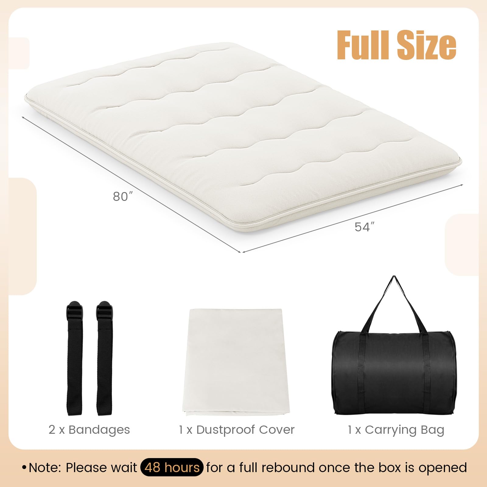 KOMFOTT Japanese Floor Mattress 4 Inch Roll up Futon Mattress