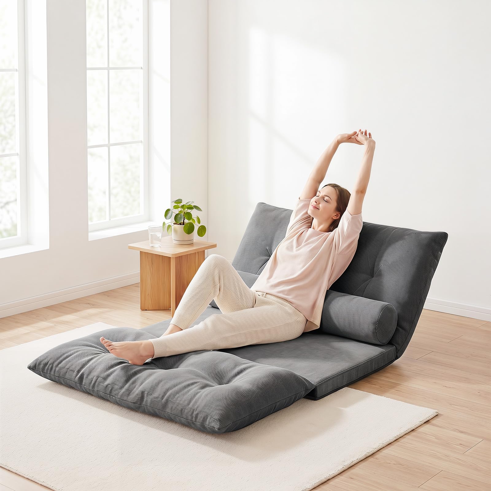 KOMFOTT Foldable Floor Lazy Sofa with 2 Pillows